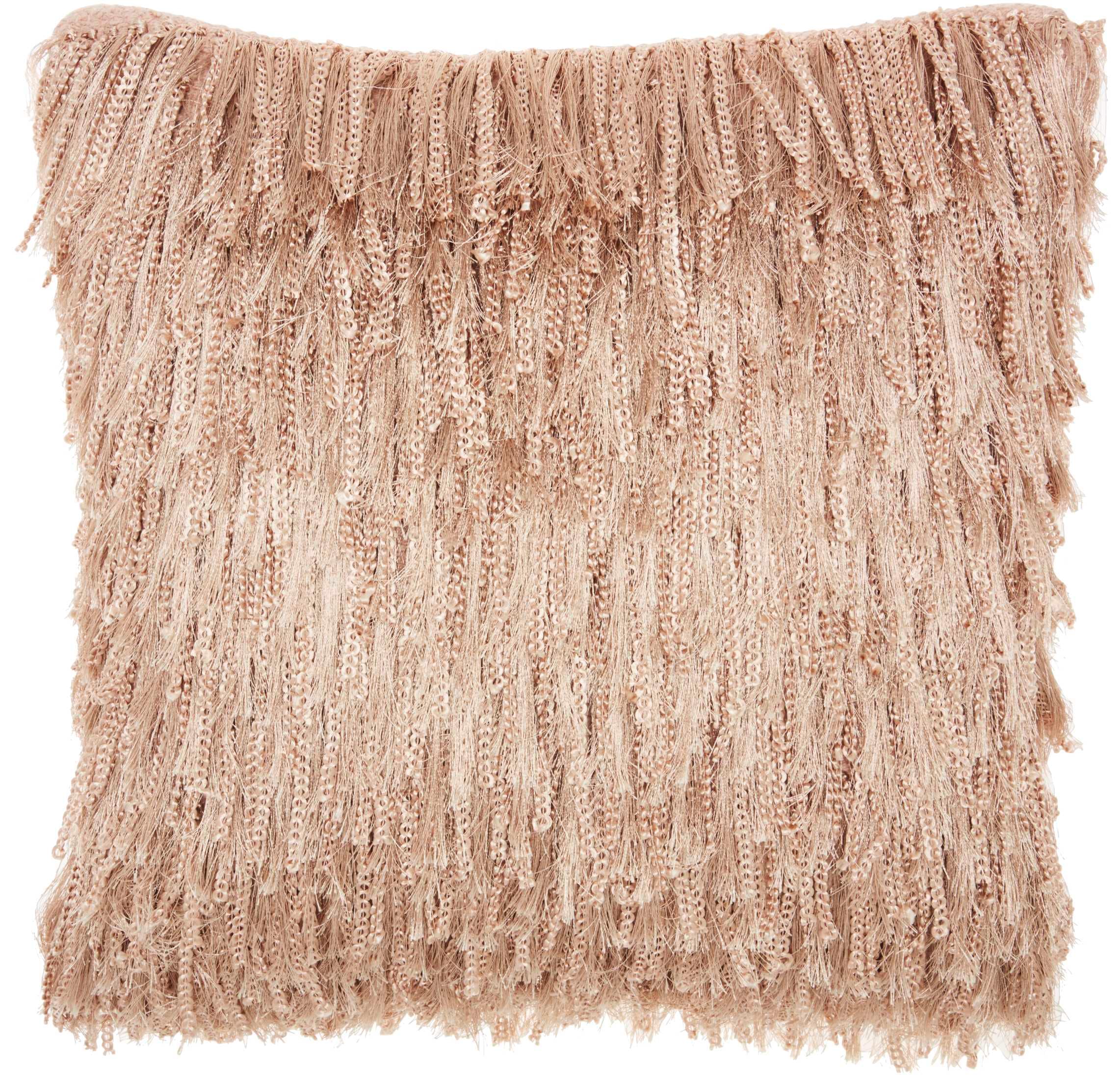 Mina Victory 798019064136 Shag 20-in x 20-in Pink Square Indoor Decorative Pillow
