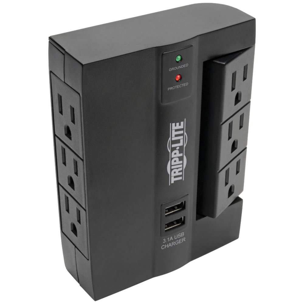 Tripp Lite SWIVEL6USB 6-Outlet 1080 Joules 1800-Watt Indoor Various Receptacles Surge Protector