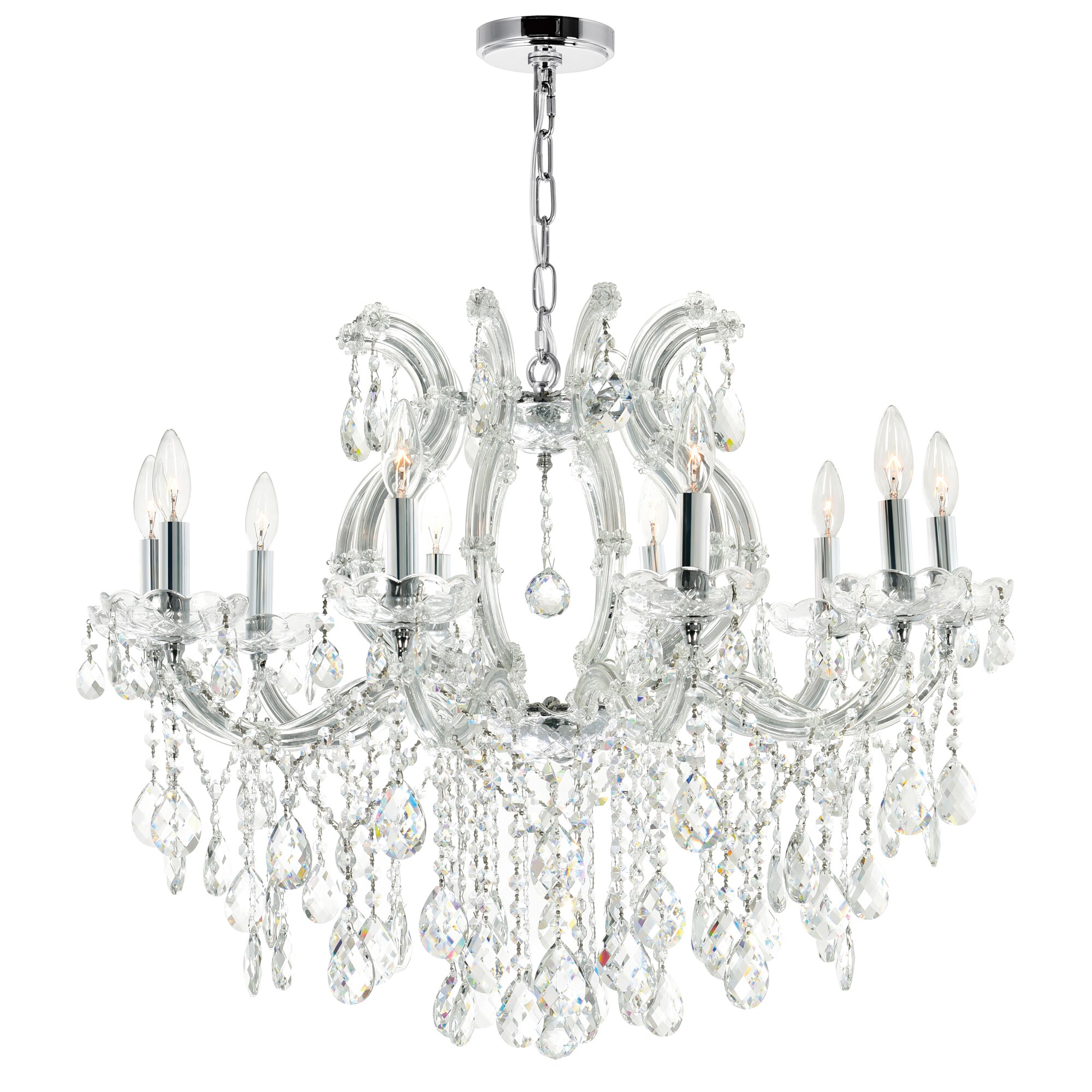 CWI Lighting Colossal 10-Light Chrome Glam LED Dry rated Chandelier at ...