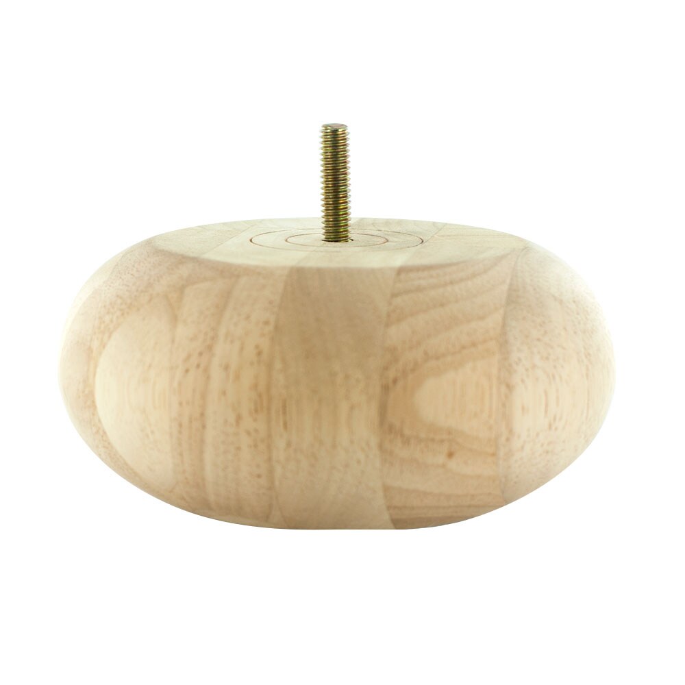 Unfinished Solid Hardwood Round Bun Foot Set with Insert Nuts
