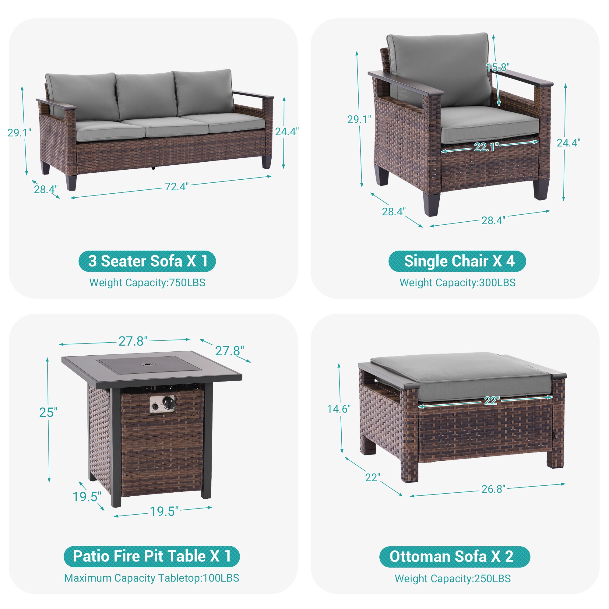 ACEGOSES LW-126BGY-S2T4 Patio-Conversation-Sets - View #3