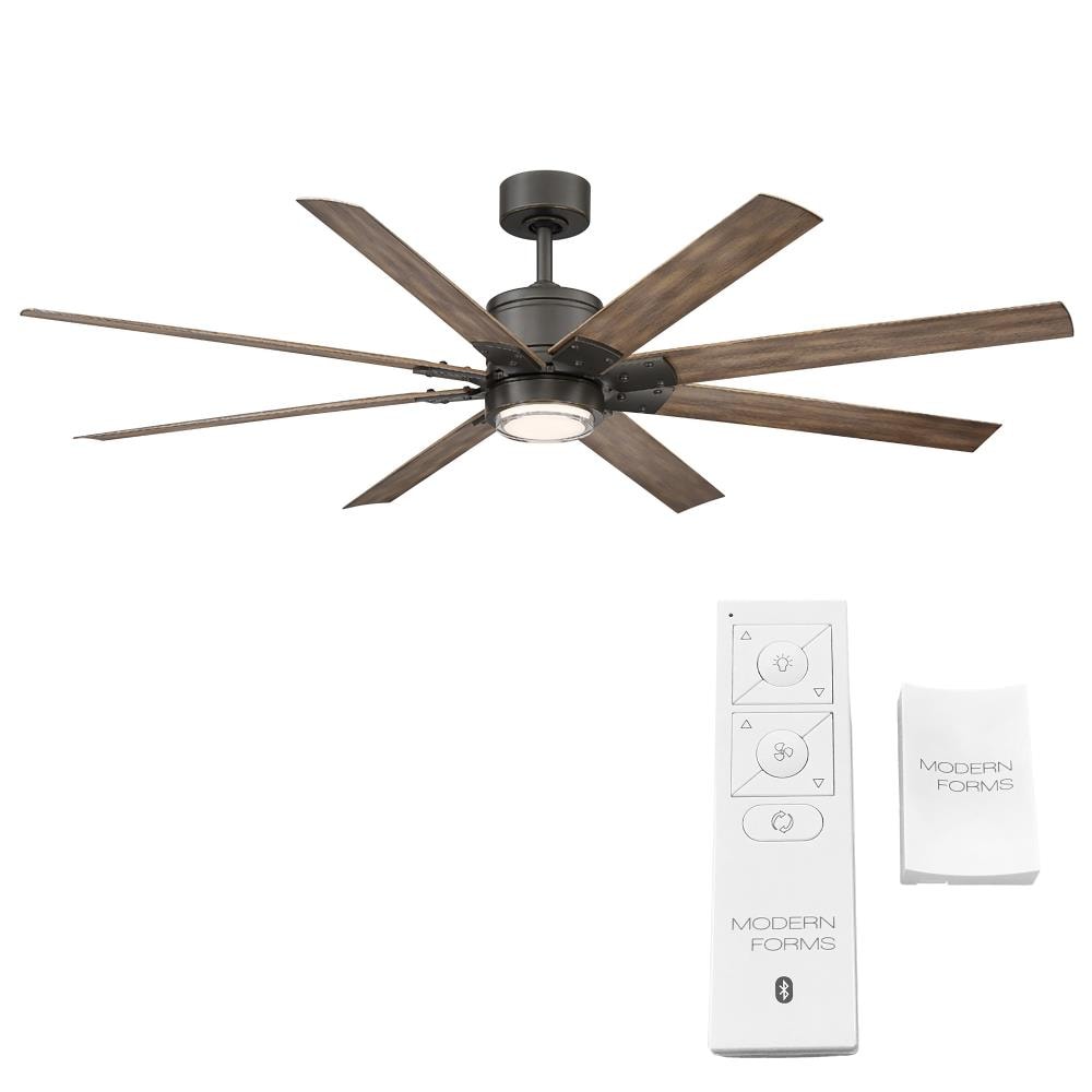 Modern Forms Renegade 66-in Oil Rubbed Bronze with Oil Rubbed Bronze Barn Wood Blades Integrated LED Indoor/Outdoor Smart Ceiling Fan with Light and Remote (8-Blade) FR-W2001-66L-OB/BW Sansujyuku sansujyuku.com