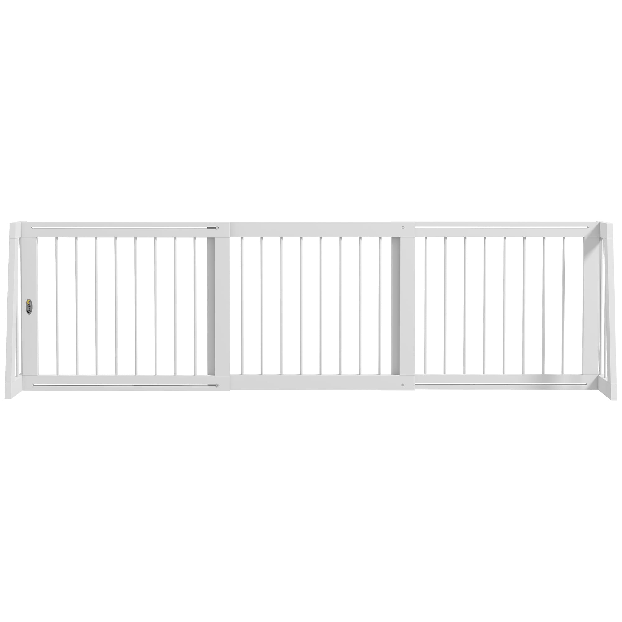 PawHut -  Freestanding Pet Gate Wooden Dog Gate 28-75 Retractable Length Support Feet Non slip Ma...
