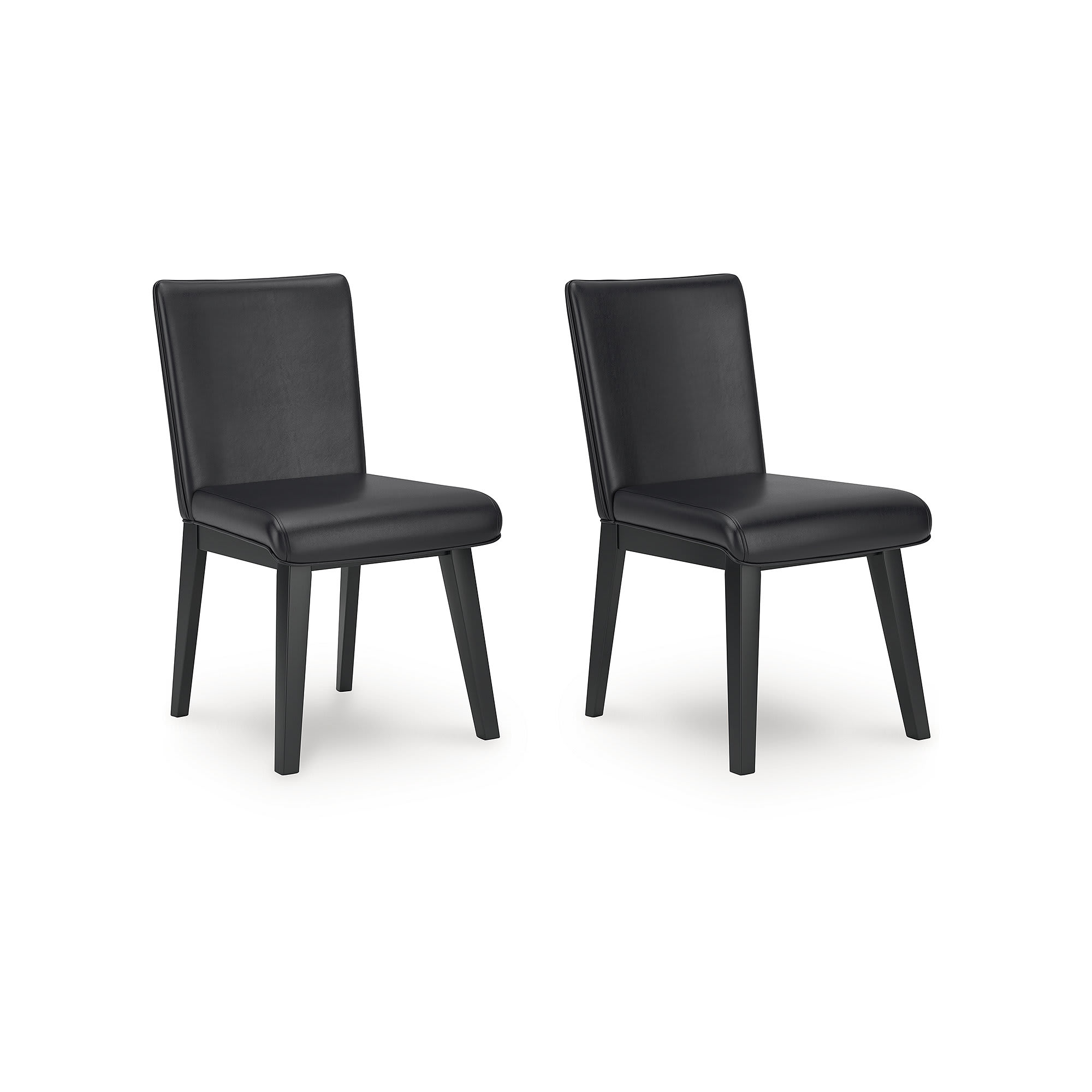 Signature Design by Ashley D494-01 Jettaya Black Faux Leather Dining Chair with Wood Frame and Tapered Legs