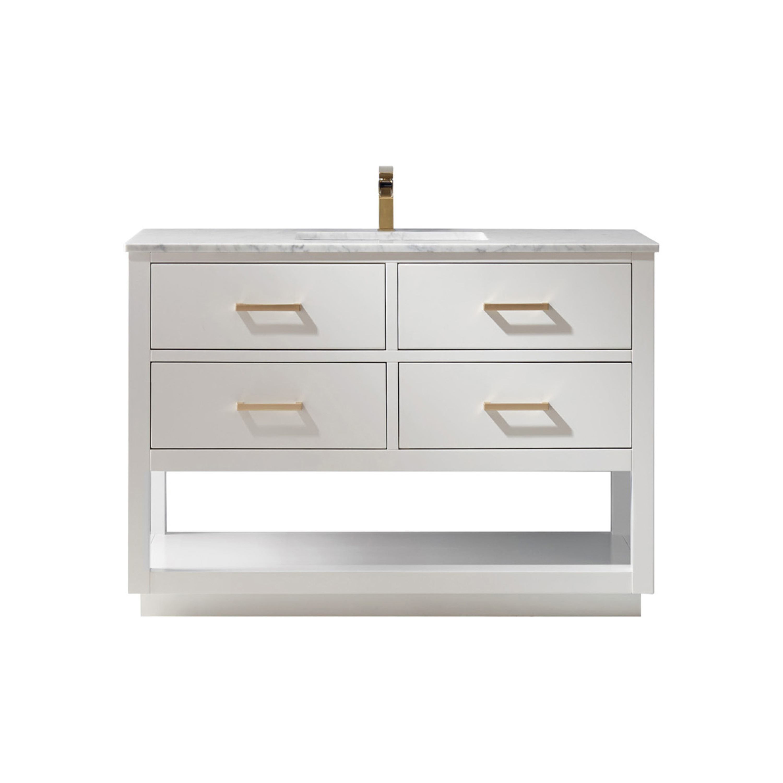 Altair 532048-WH-CA-NM Remi 48-in White Undermount Single sink Bathroom Vanity with Carrara White Marble Top