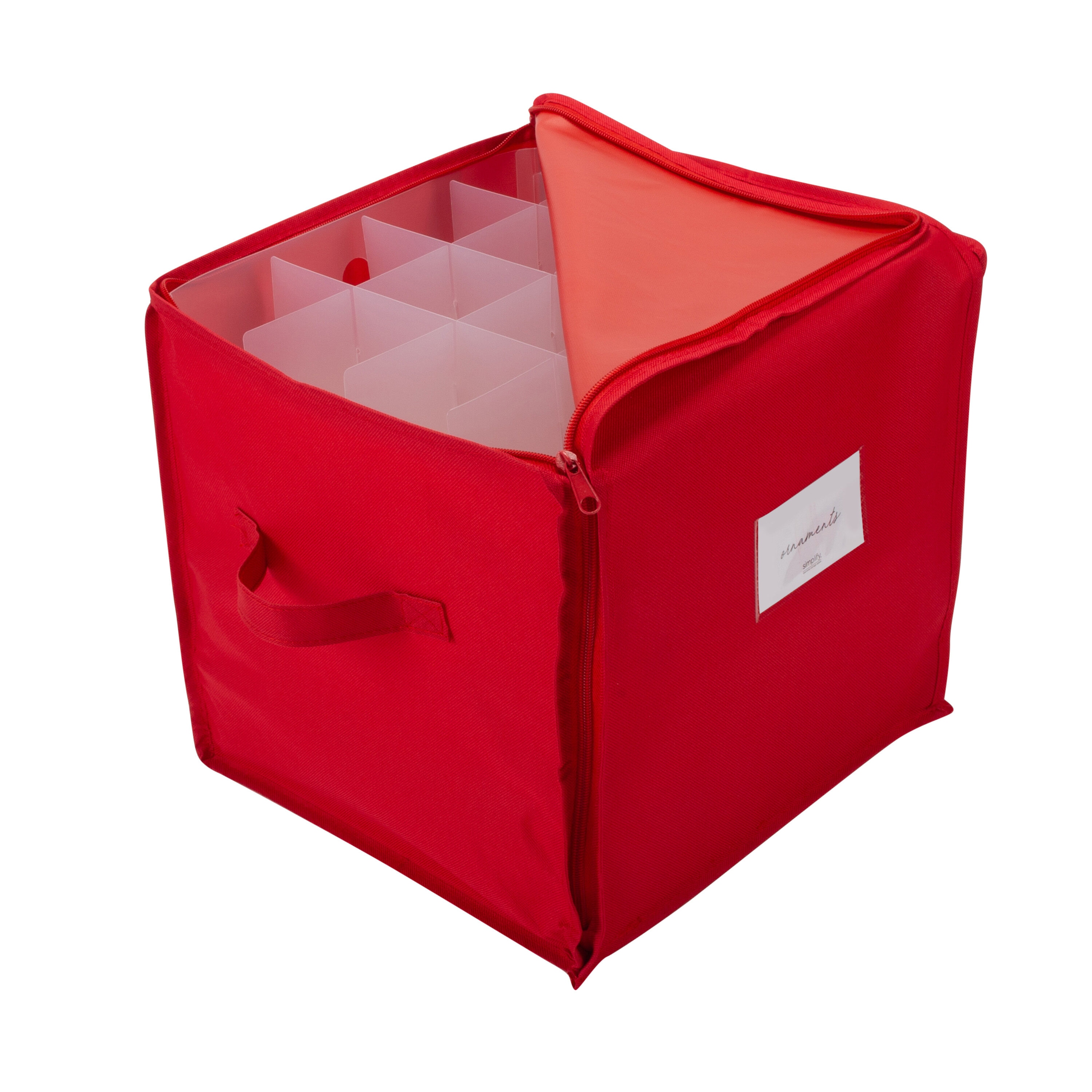 Simplify 20.67-in x 11.81-in 112-Compartment Red Plastic Ornament Storage  Box in the Ornament Storage Boxes department at