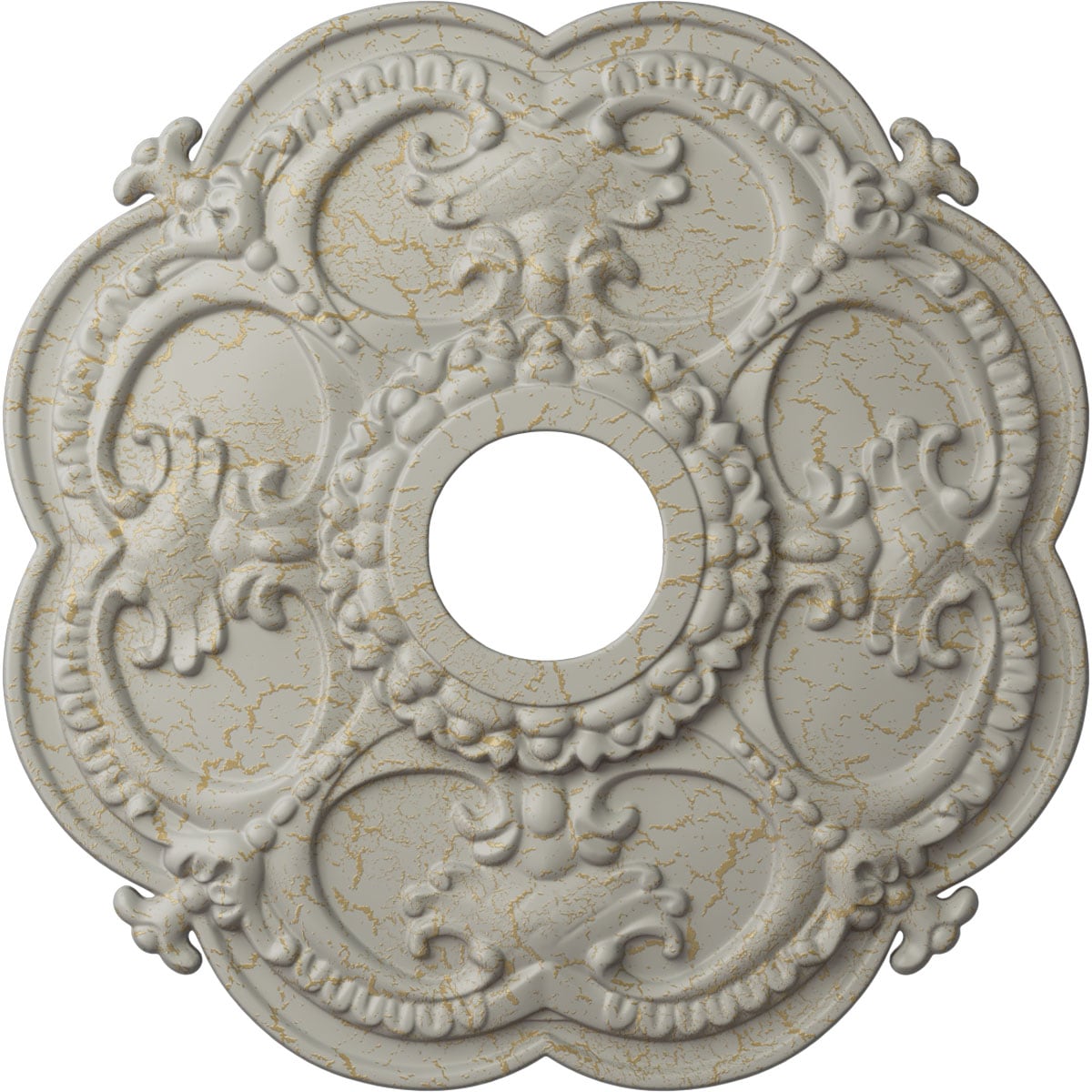 Ekena Millwork CM17ROPCC Rotherham 18-in W x 18-in L Painted Pot Of Cream Crackle Polyurethane Whole Ceiling Medallion