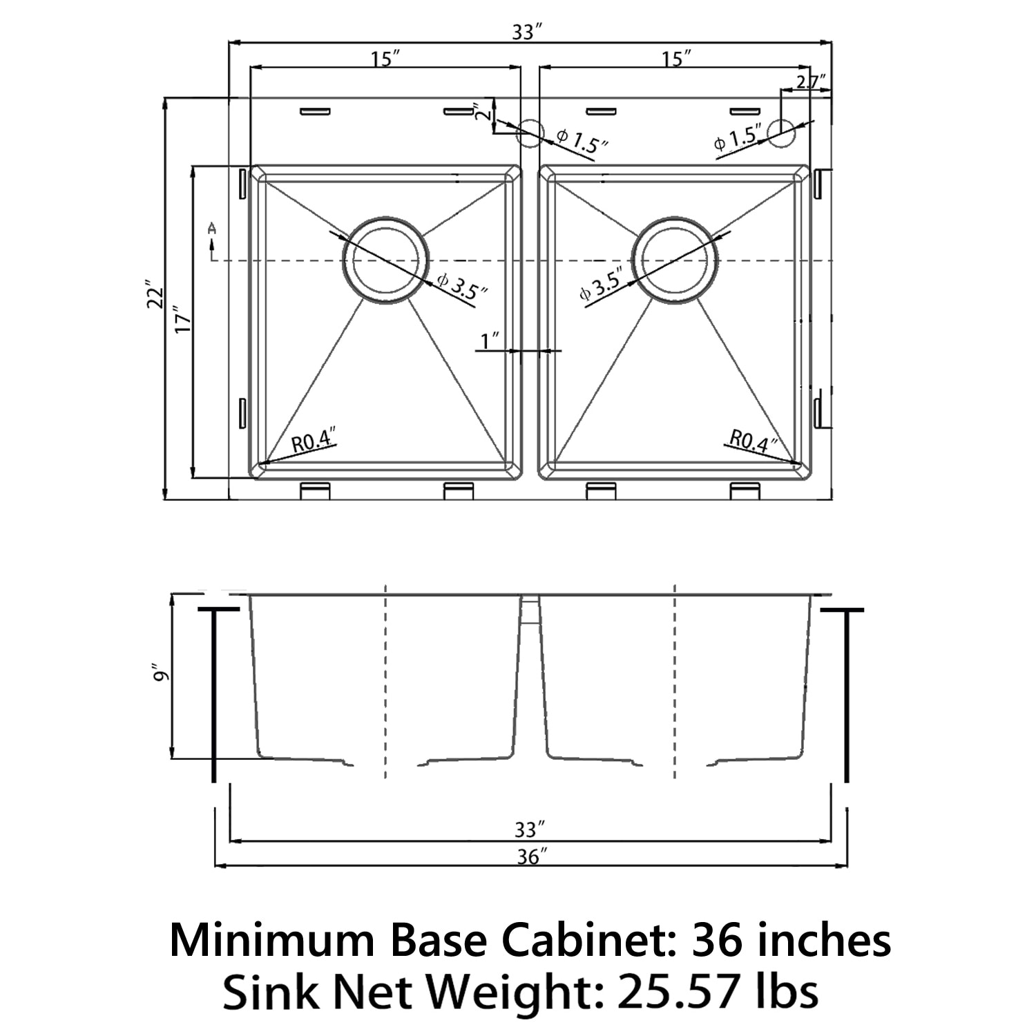Sinber HT3322D-BR Kitchen-Sinks - View #8