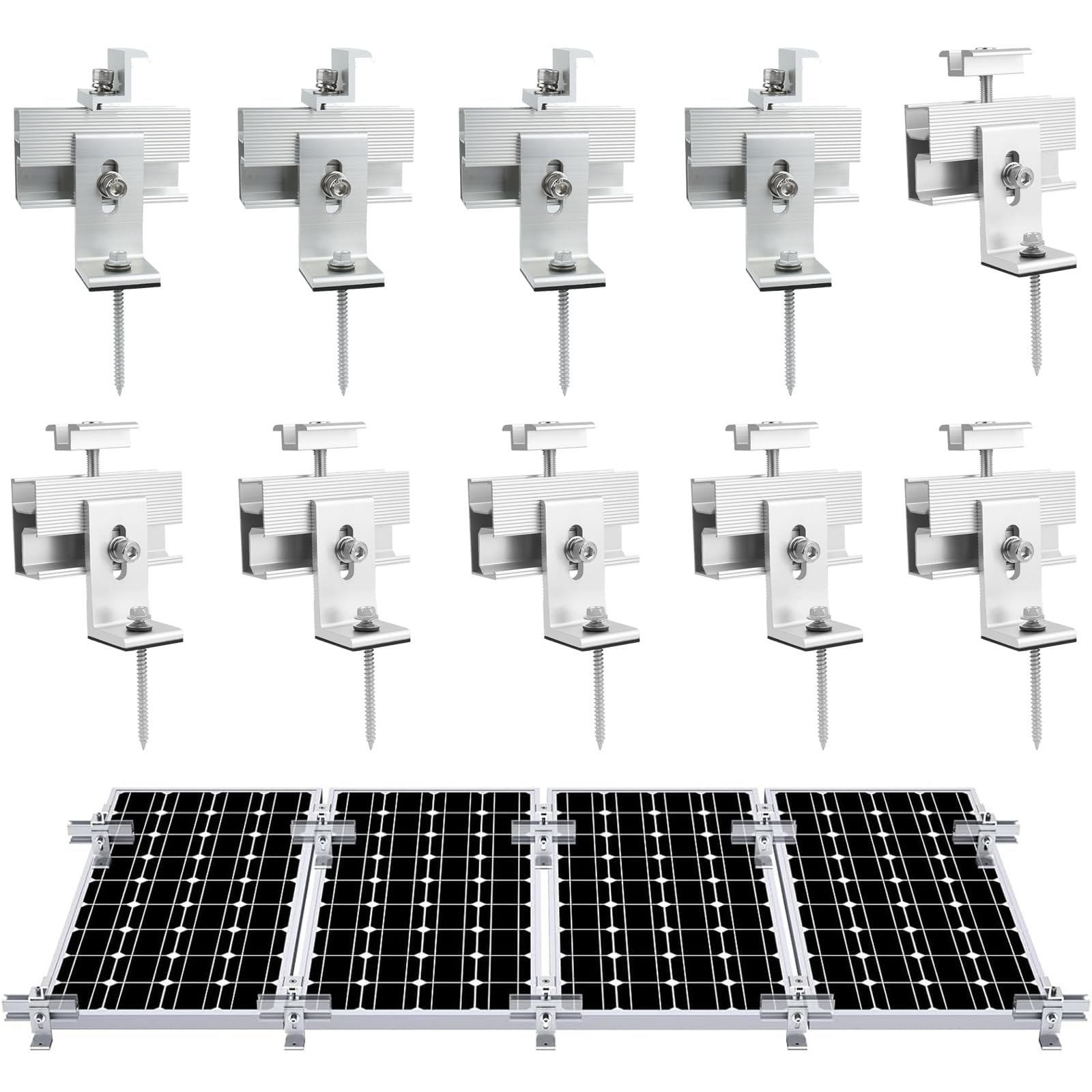 Etokfoks 10 piece aluminum alloy solar panel mounting brackets kit for ...