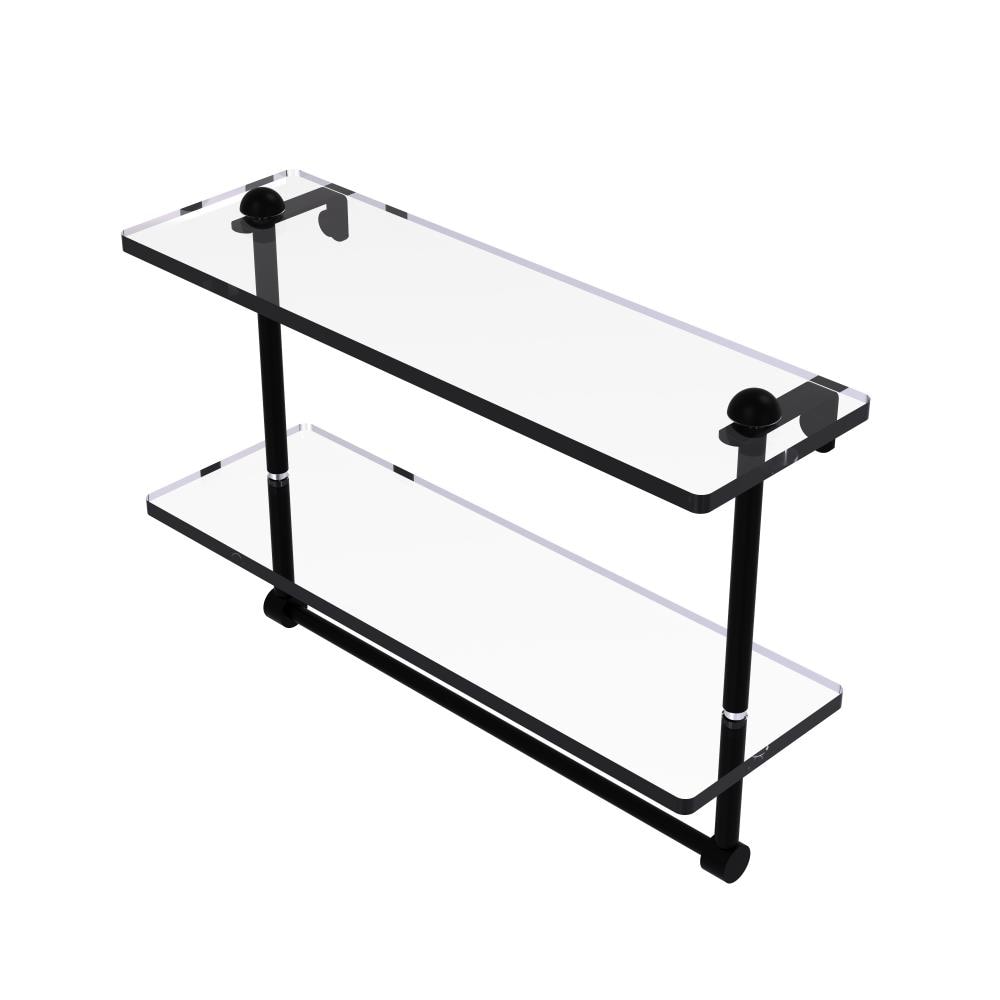 Allied Brass RC-2/16TB-BKM Matte Black 2 -Tier Wall mount Bathroom Shelf ( 16-in x 12-in x 5-in )