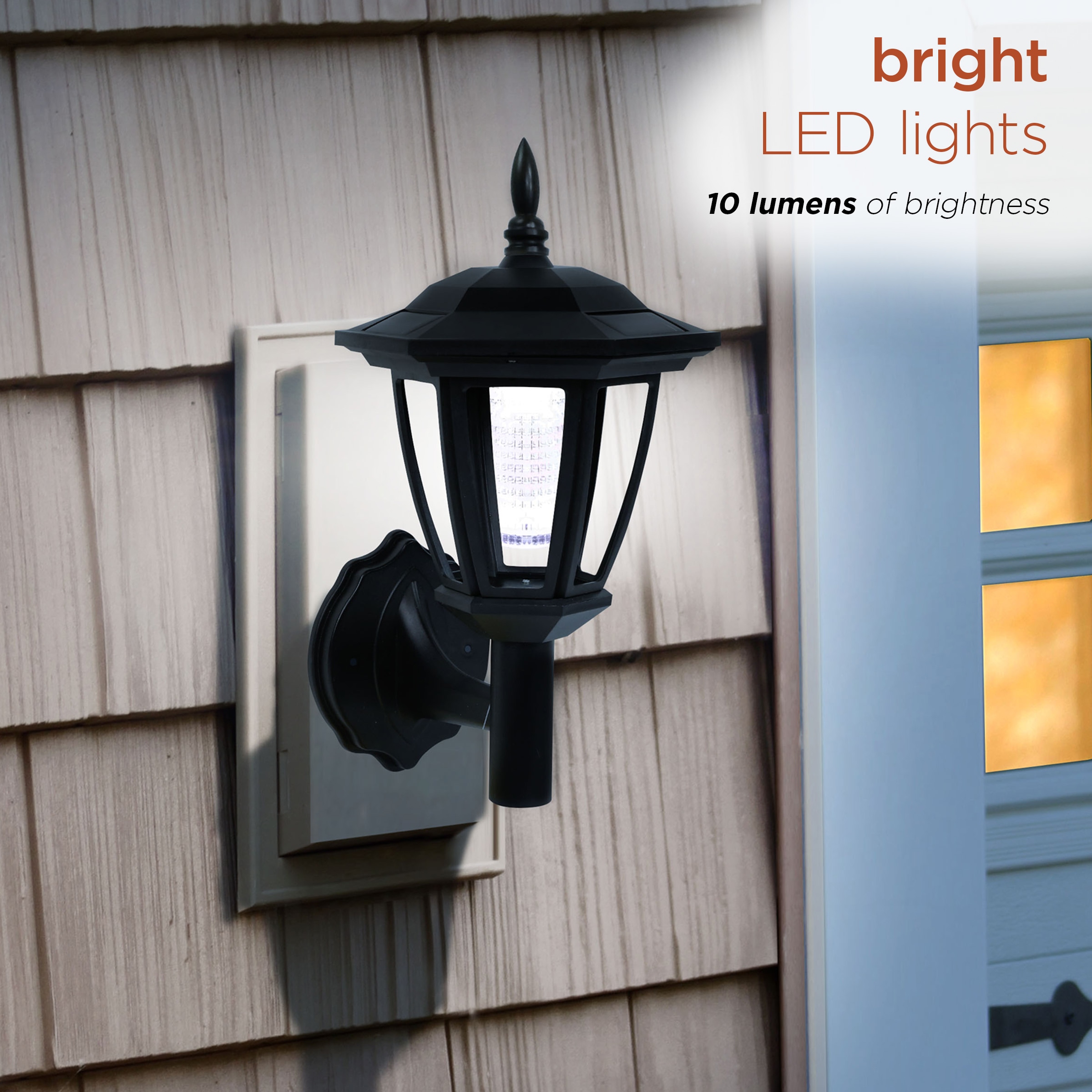 Solar Black LED Outdoor Wall Lantern