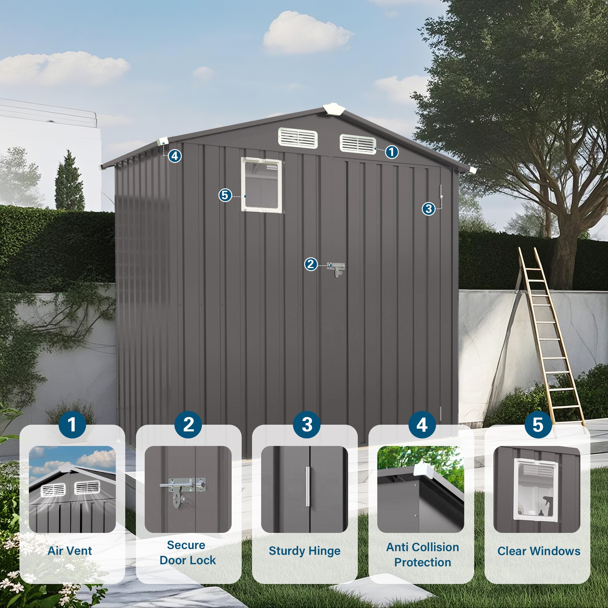 WELLFOR GIZHF441BN Metal-Storage-Buildings-Sheds - View #4