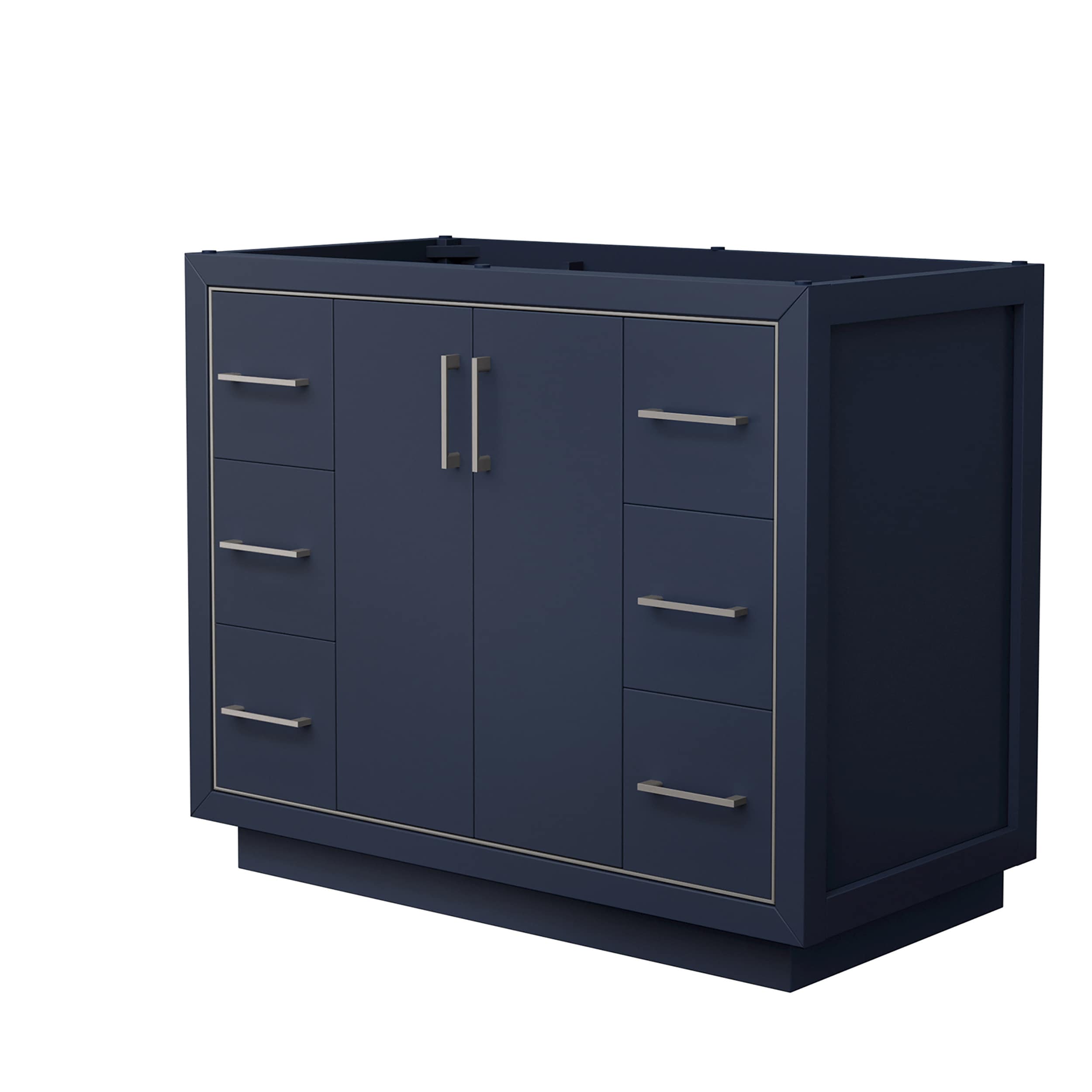 Wyndham Collection - Icon 42-in Dark Blue with Brushed Nickel Trim Bathroom Vanity Base Cabinet w...