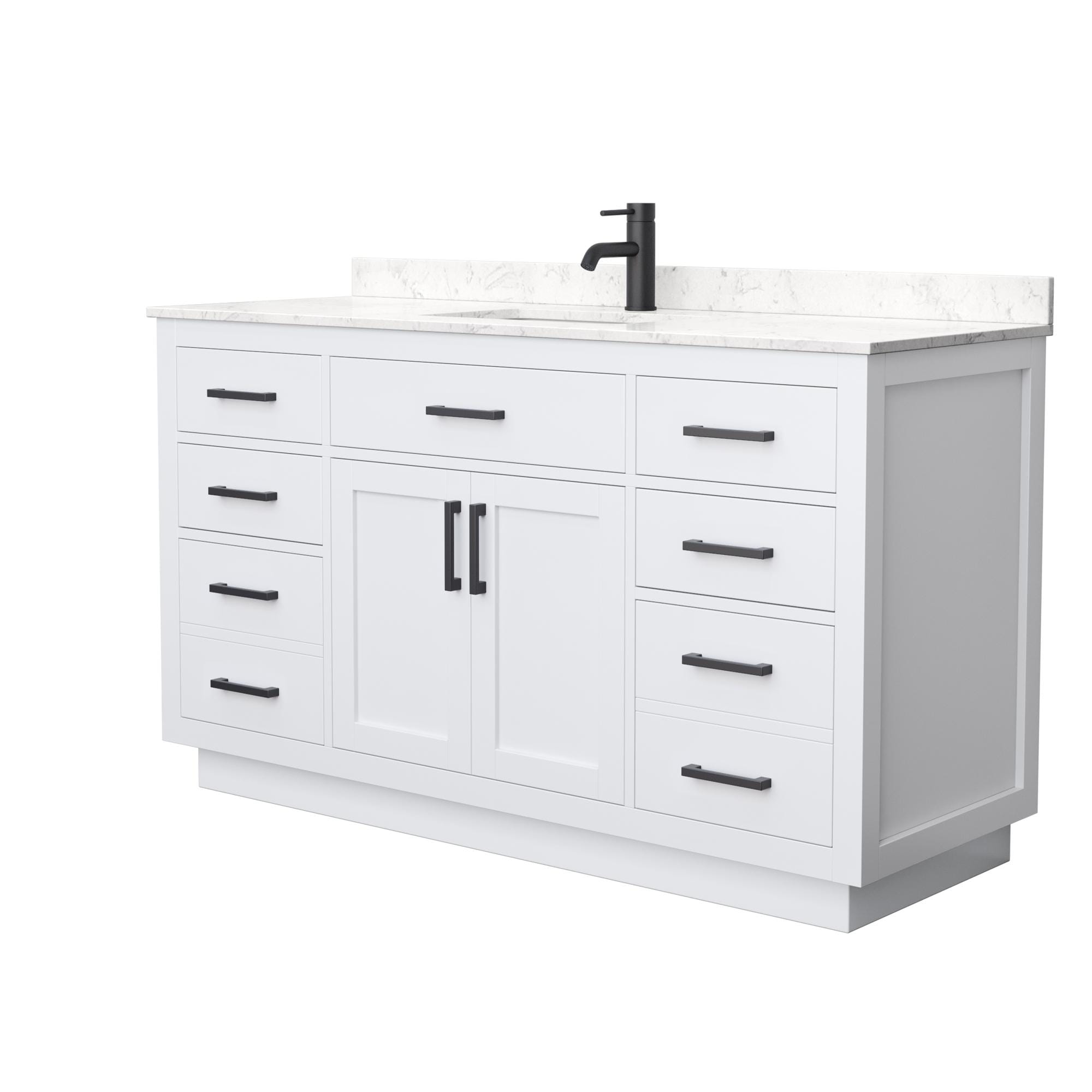 Wyndham Collection WCG262660SWBCCUNSMXX Beckett TK 60-in White Undermount Single Sink Bathroom Vanity with Carrara Cultured Marble Top