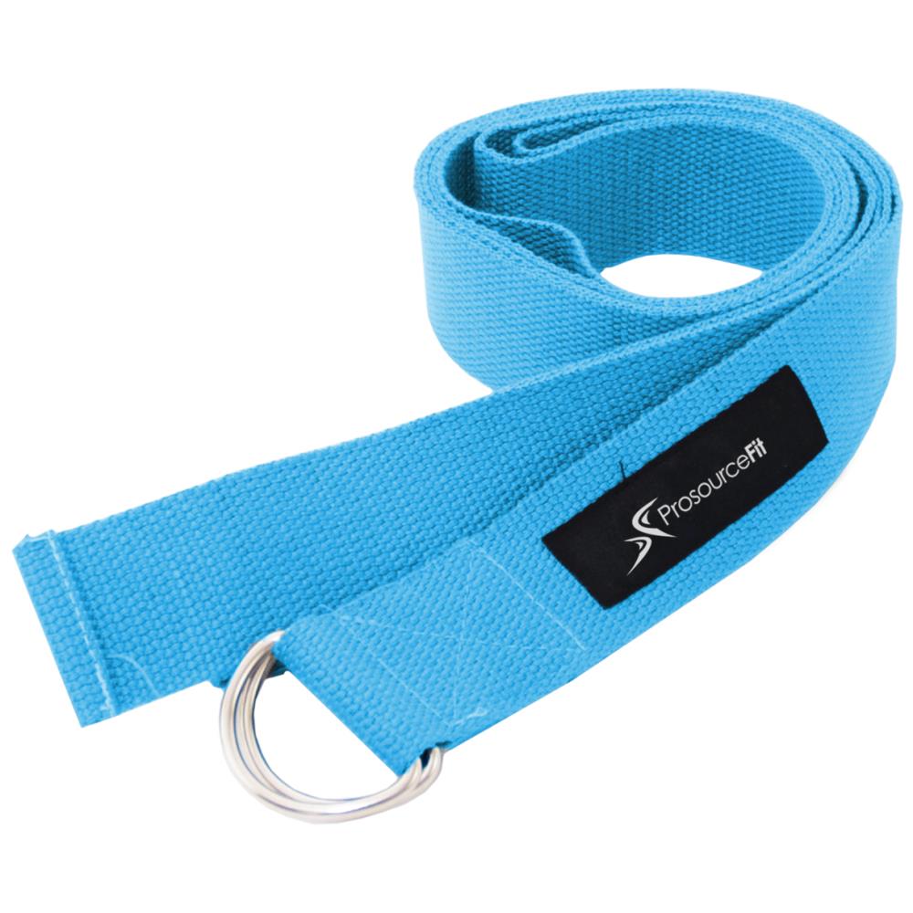 ProsourceFit Yoga Strap 8-inch Aqua Blue Cotton with Sturdy Metal ...