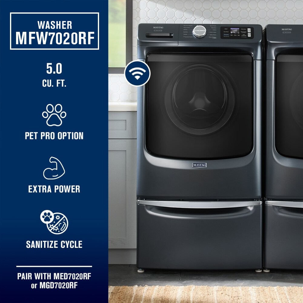 Maytag 5-cu ft High Efficiency Stackable Front-Load Washer (Midnight Steel) ENERGY STAR