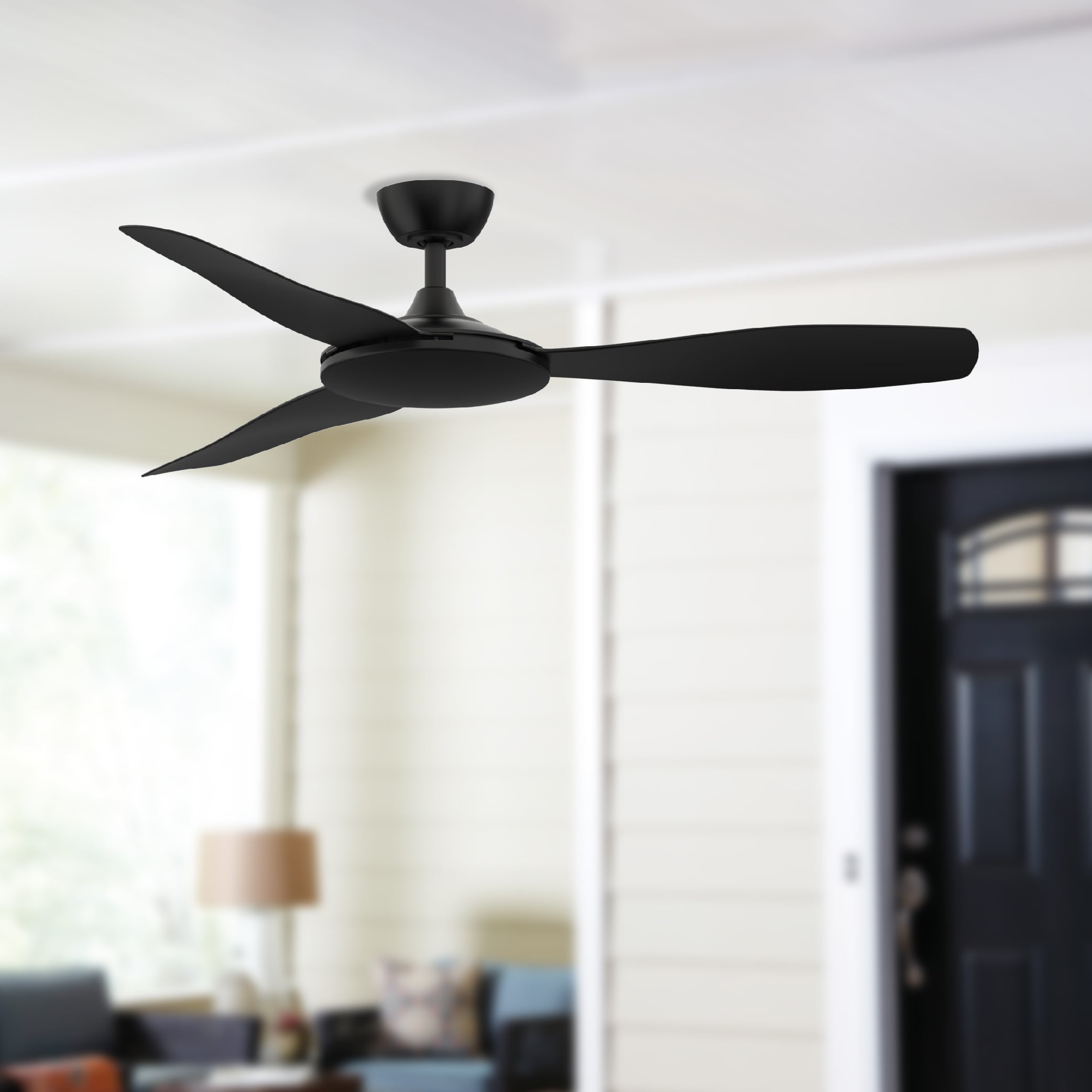 Fanimation GlideAire 52-in Brushed Nickel with Black Blades Indoor/Outdoor Smart Propeller Ceiling Fan and Remote (3-Blade) FPD8520BNBL Sansujyuku sansujyuku.com