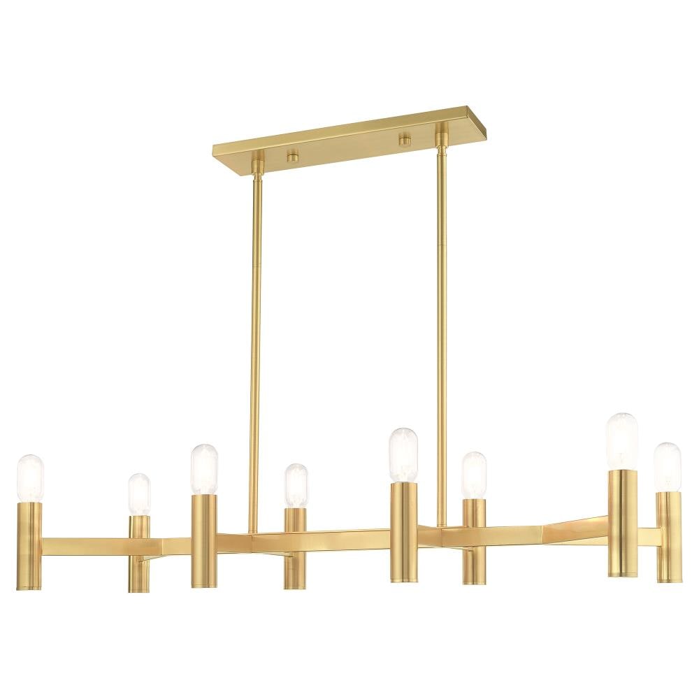 Livex Lighting 51138-12 Copenhagen 8 -Light Satin Brass Mid-century For Use in Bathrooms, Bedrooms, Dining Rooms, Foyers, Kitchens, Living Rooms Chandelier