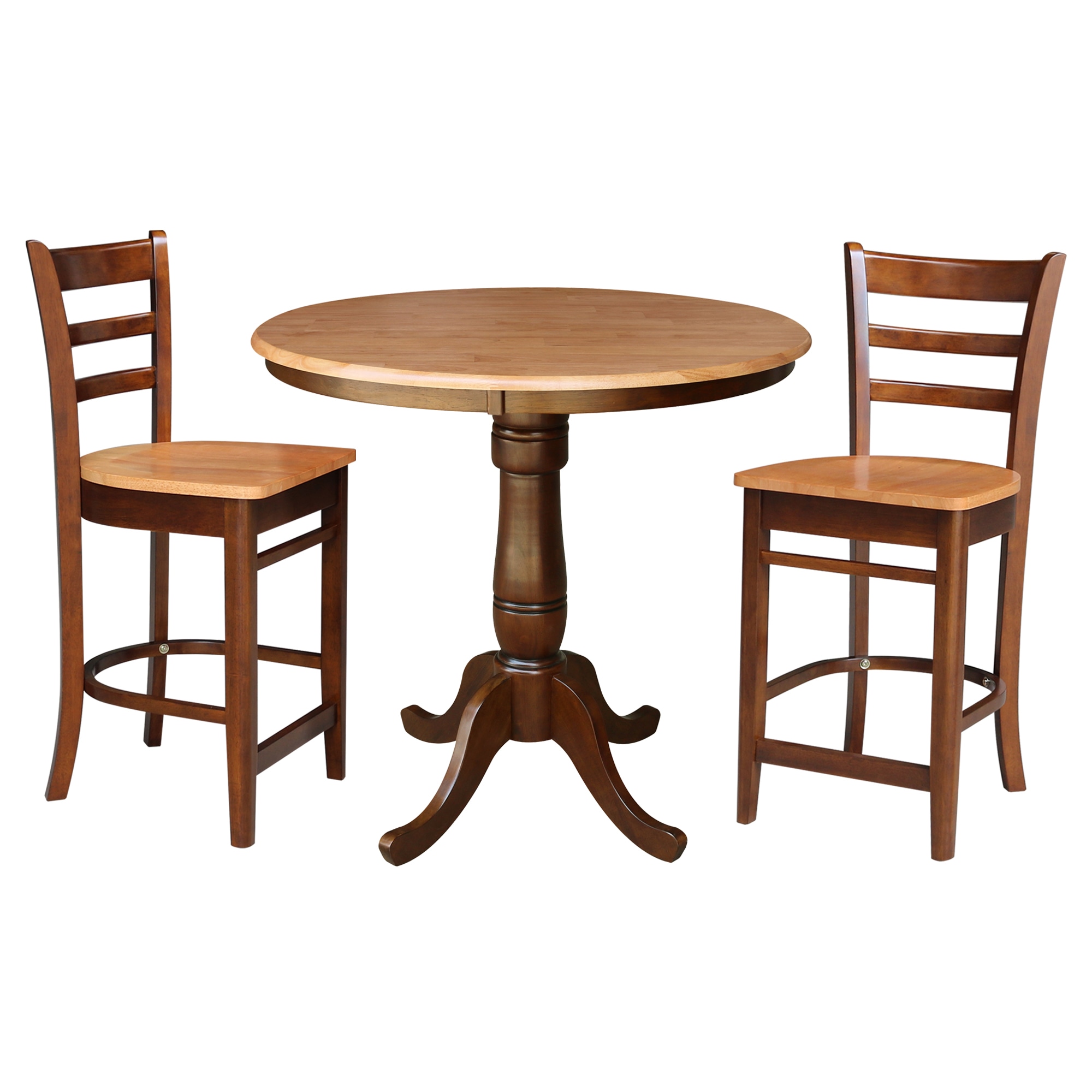 International Concepts K58-36RT-S6172-2 Cinnamon/Espresso Traditional Dining Room Set with Round Table (Seats 2)