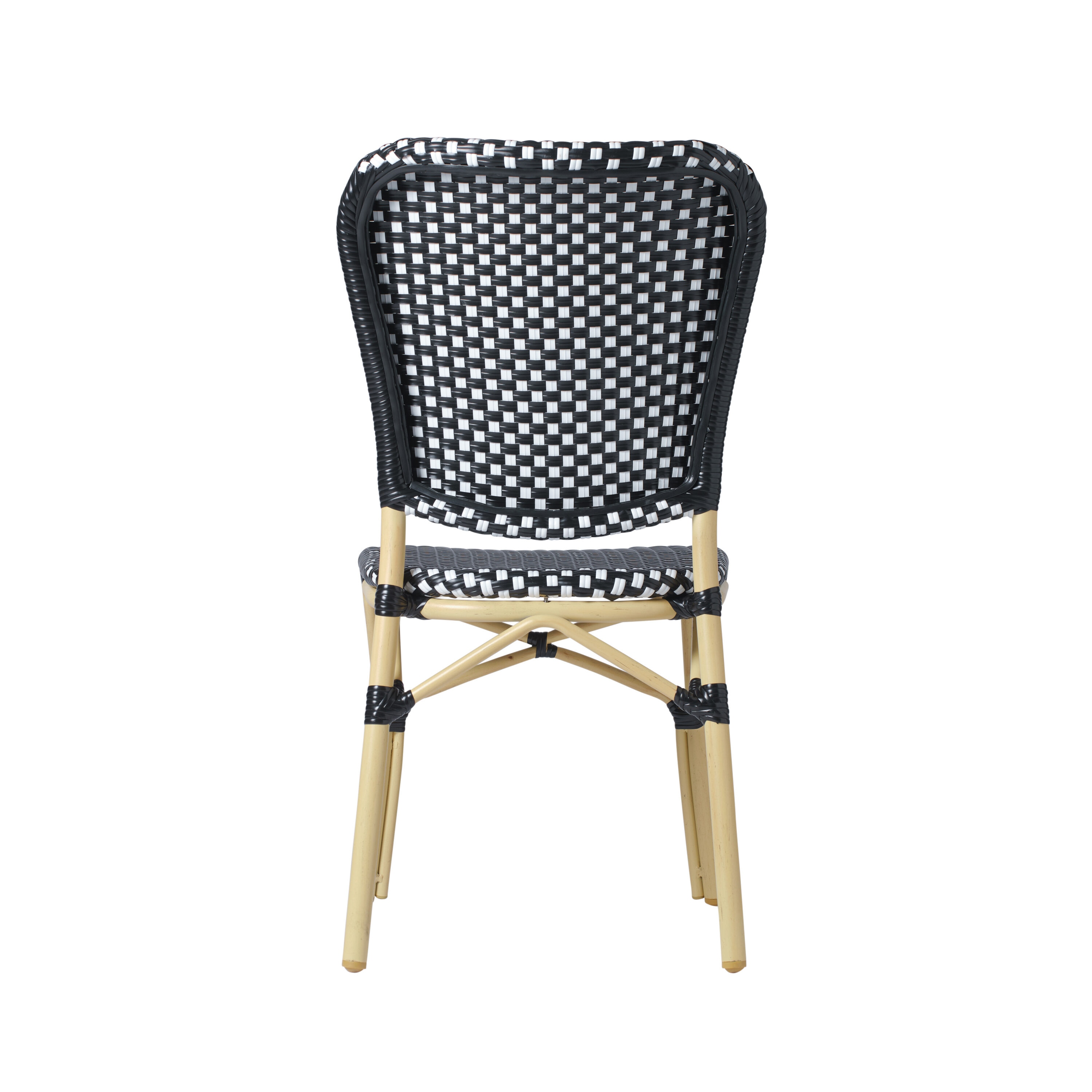 Orsay Black and White Wicker Bistro Chair Set