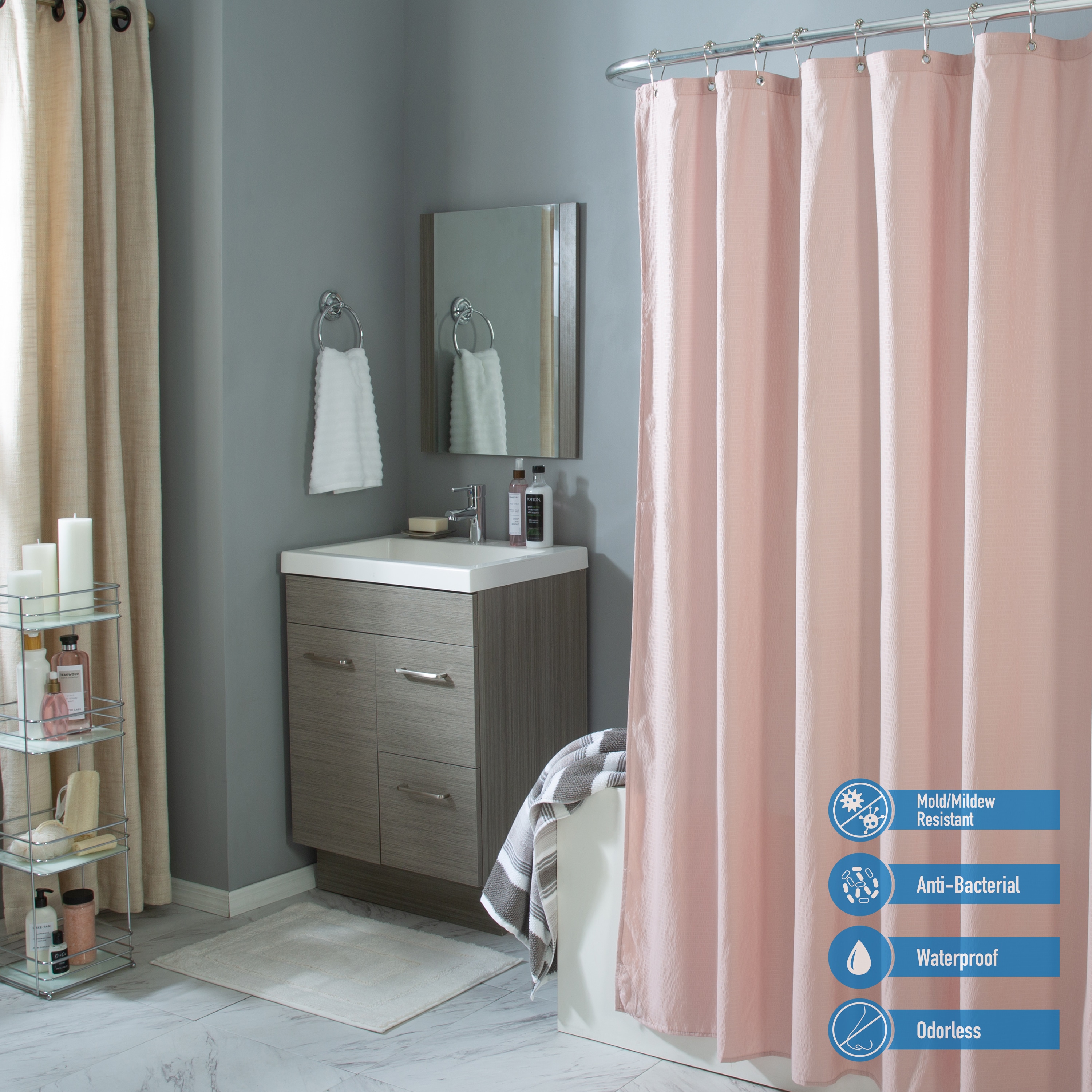 Bath Bliss 5417-BLUSH Shower-Curtains-Liners - View #6