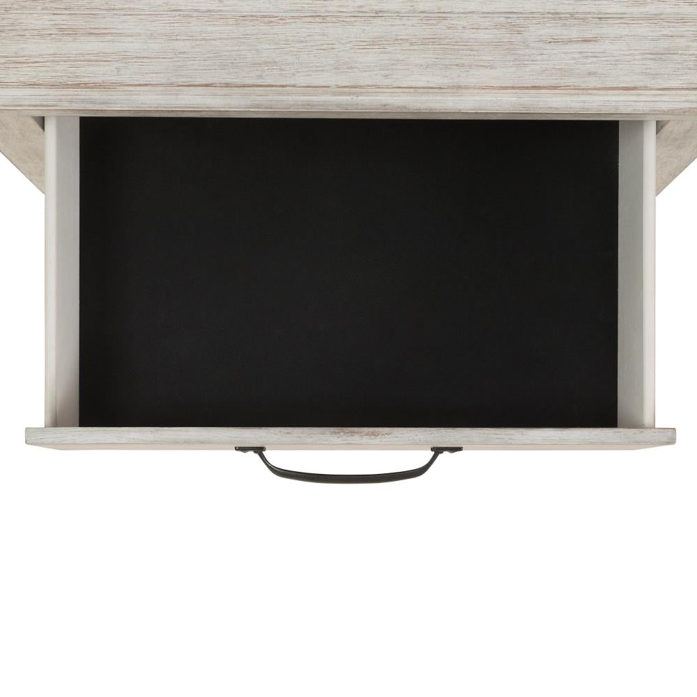 Rustic Off-White 3-Drawer Nightstand with USB Ports