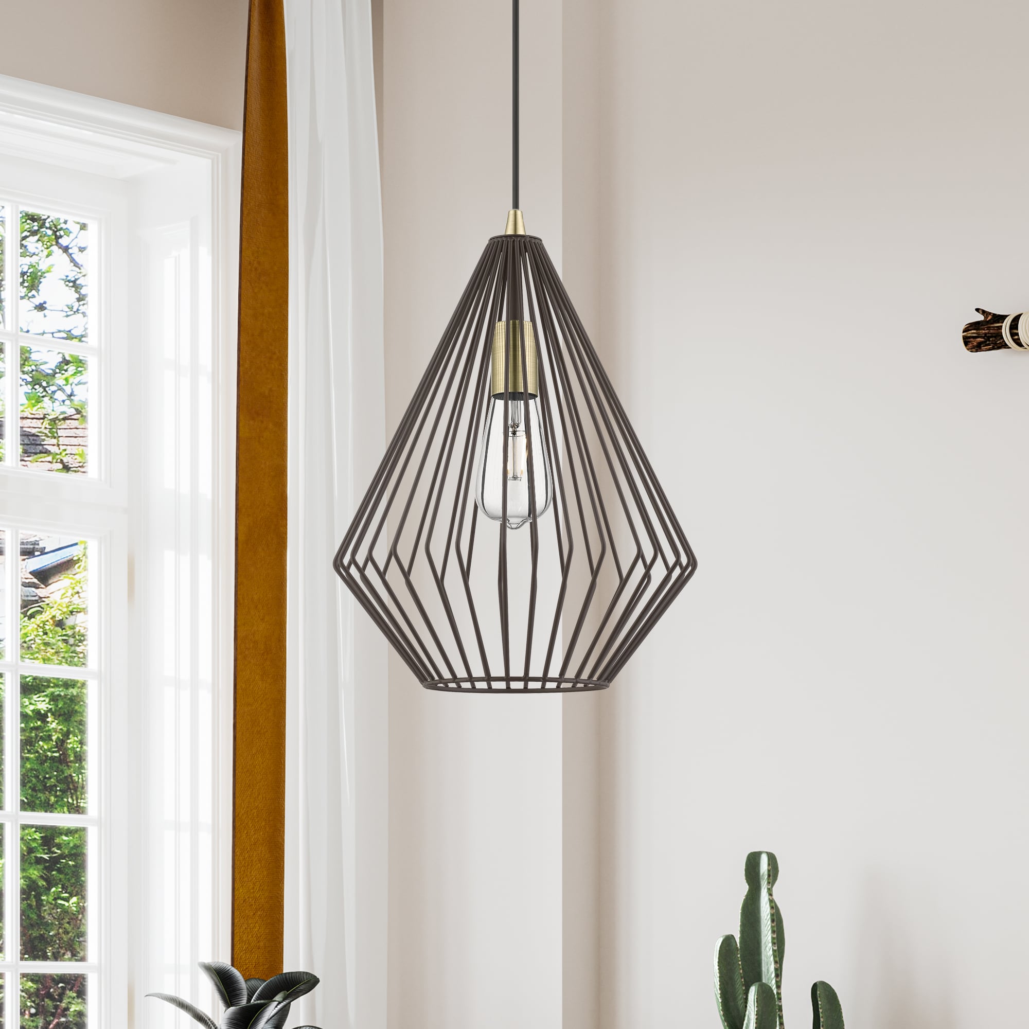 Linz Geometric Bronze & Antique Brass 1-Light Pendant