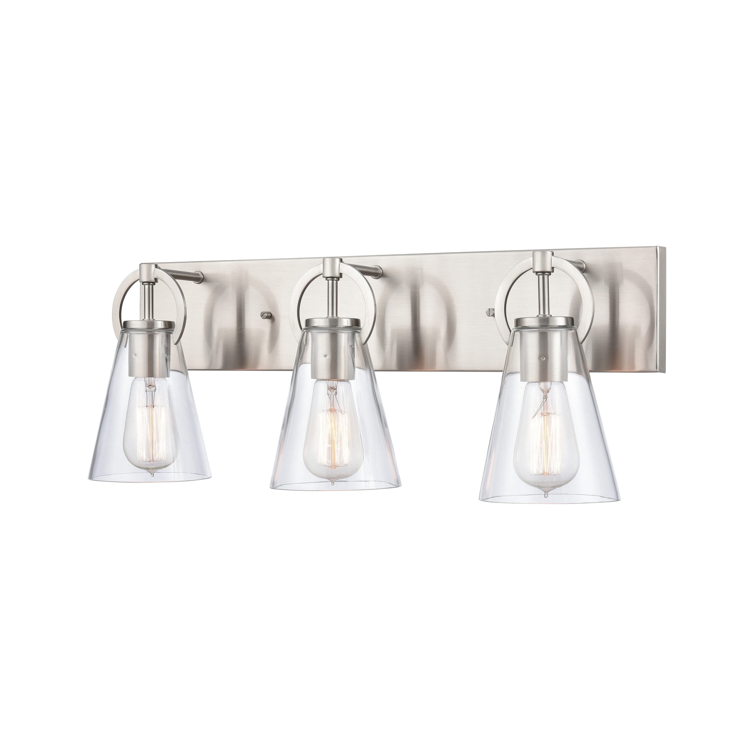 allen + roth ELW70021G-BN Harnell 23-in 3 -Light Brushed Nickel Transitional Vanity light
