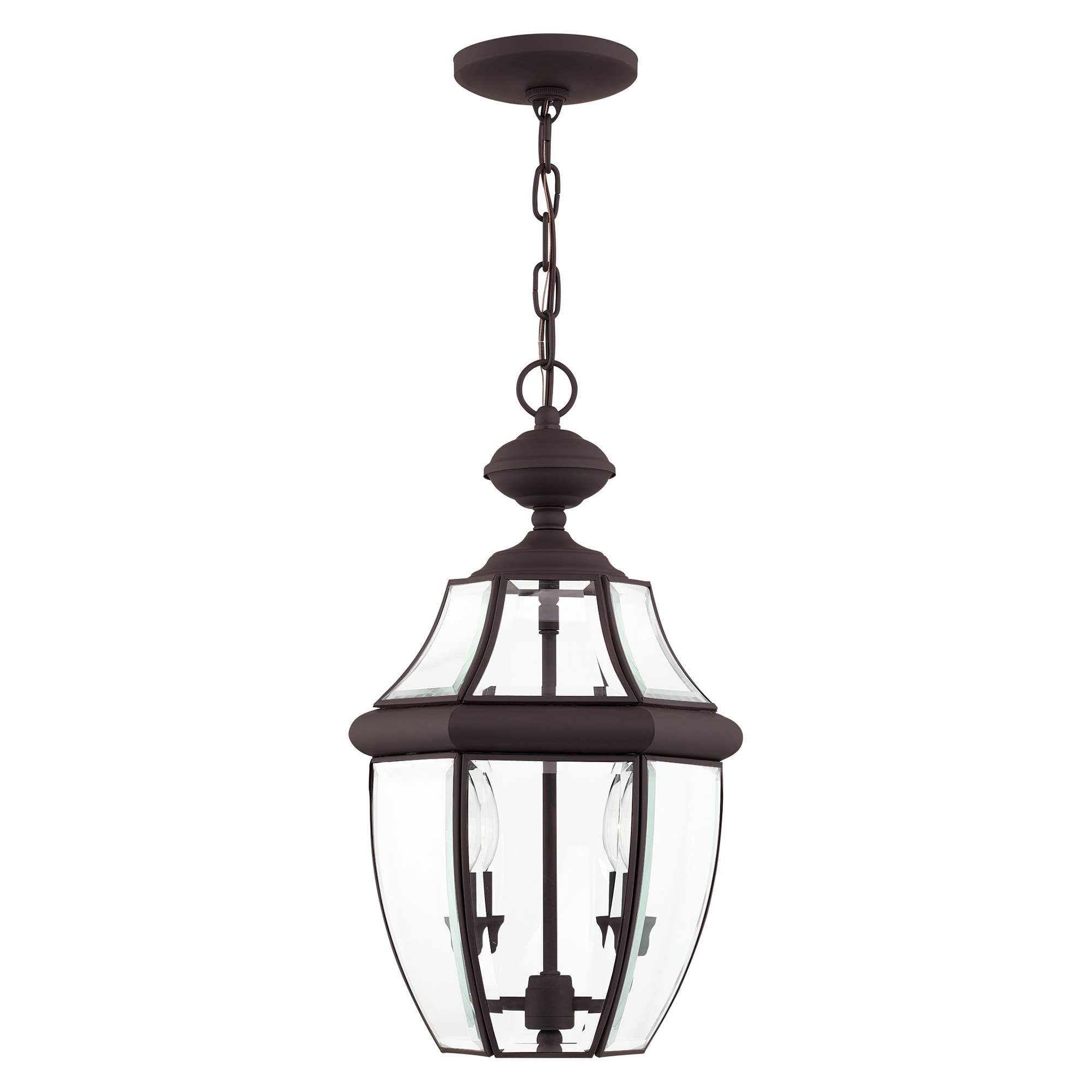 Livex Lighting 2255-07 Monterey 2 -Light Bronze Traditional Beveled glass Lantern Medium Outdoor Hanging Pendant light