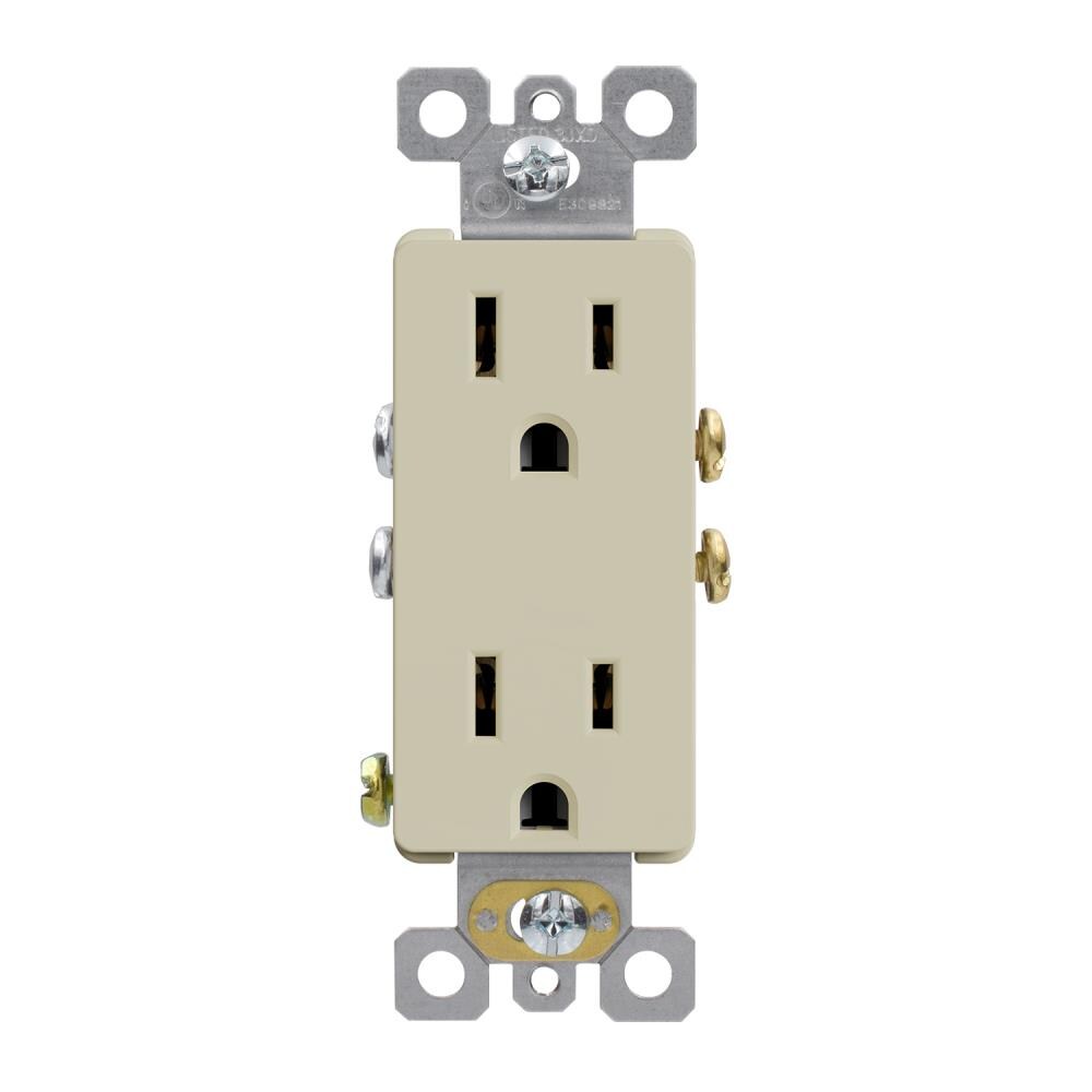 Utilitech 2003A-LA10 15 -Amp 125-volt Residential Decorator Outlet , Light almond 10 -Pack