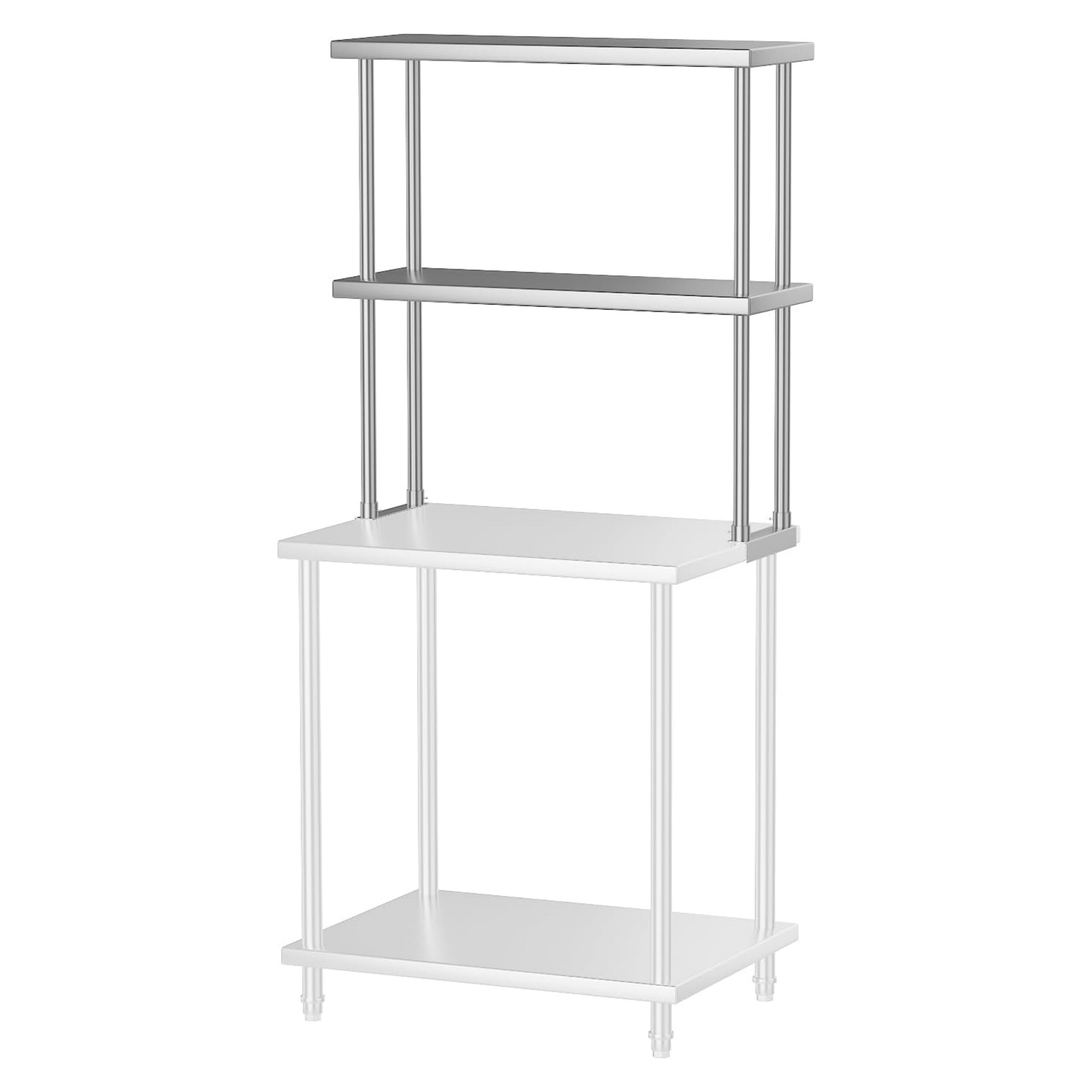 KINEDYNE JXNFW-PHO-33G7SHVH 12 x 30 Inch Stainless Steel Overshelf Shelves for Work and Prep Table 2 Tier Double Deck Overshelf with Adjustable Shelf Commercial Countertop Shelf for Kitchen Restaurant