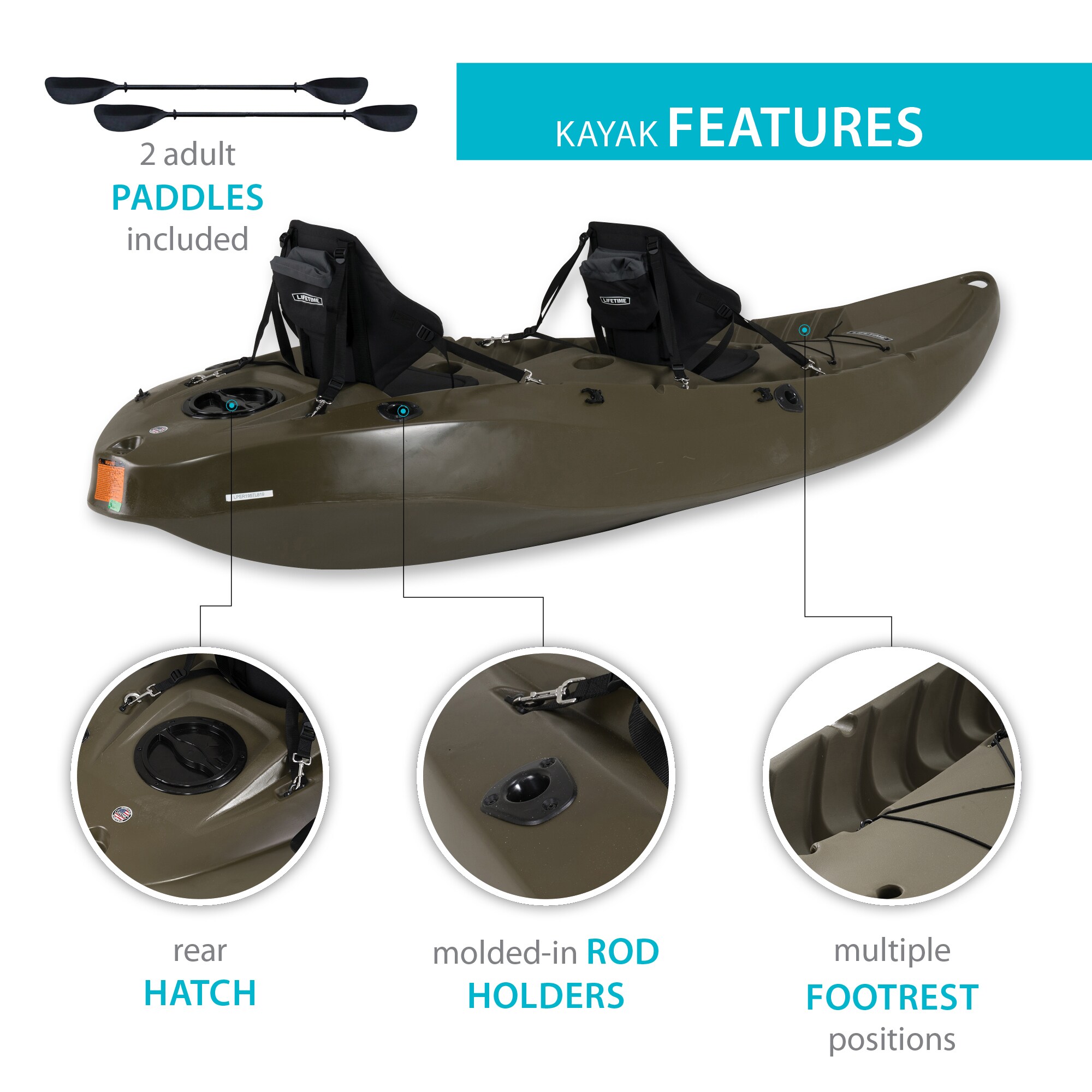 LIFETIME PRODUCTS Sport Fisher Sit-on-top 2 Person 10-ft Plastic Kayak in  the Kayaks department at