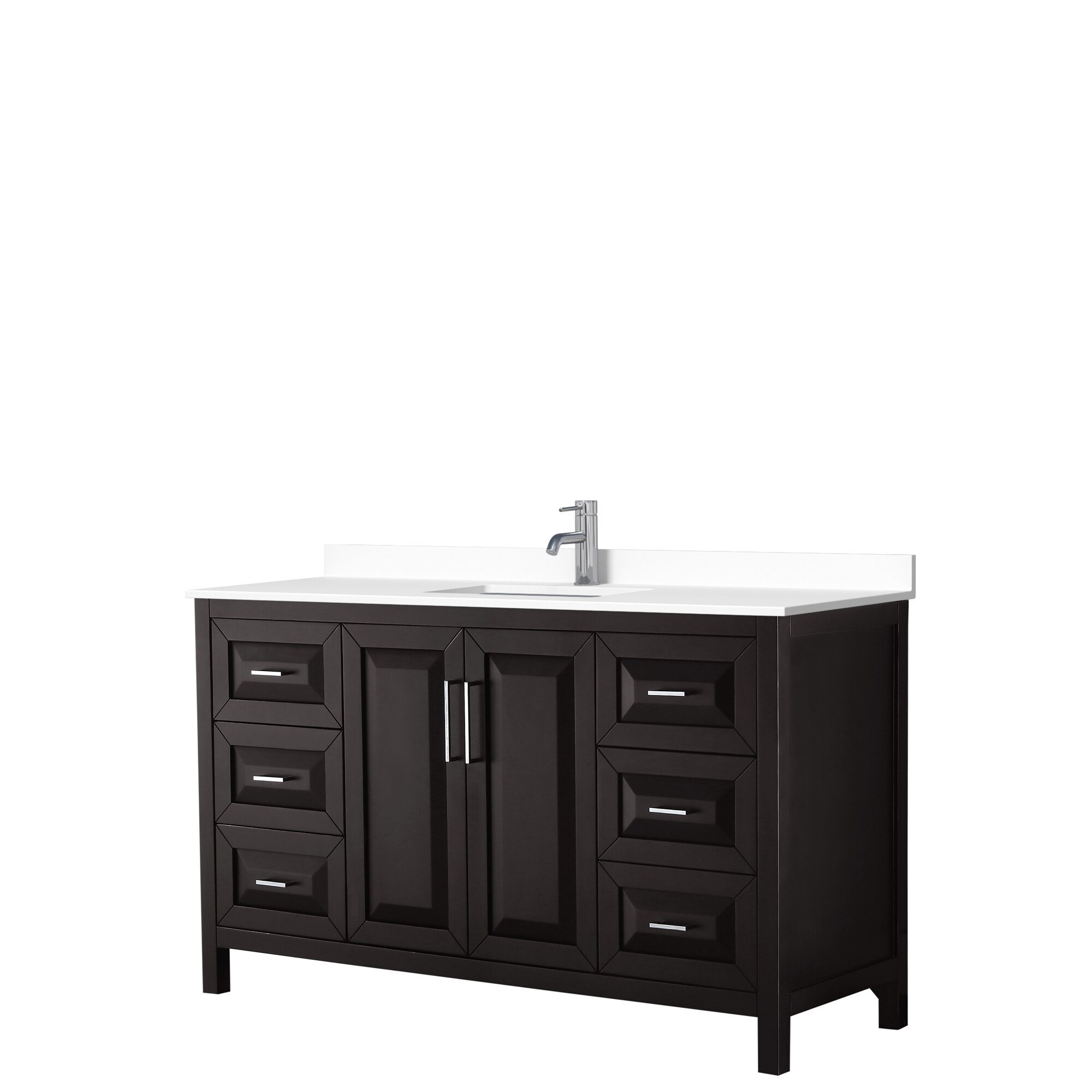Wyndham Collection WCV252560SDEWCUNSMXX Daria 60-in Dark Espresso with Polished Chrome Trim Undermount Single sink Bathroom Vanity with White Cultured Marble Cultured marble Top