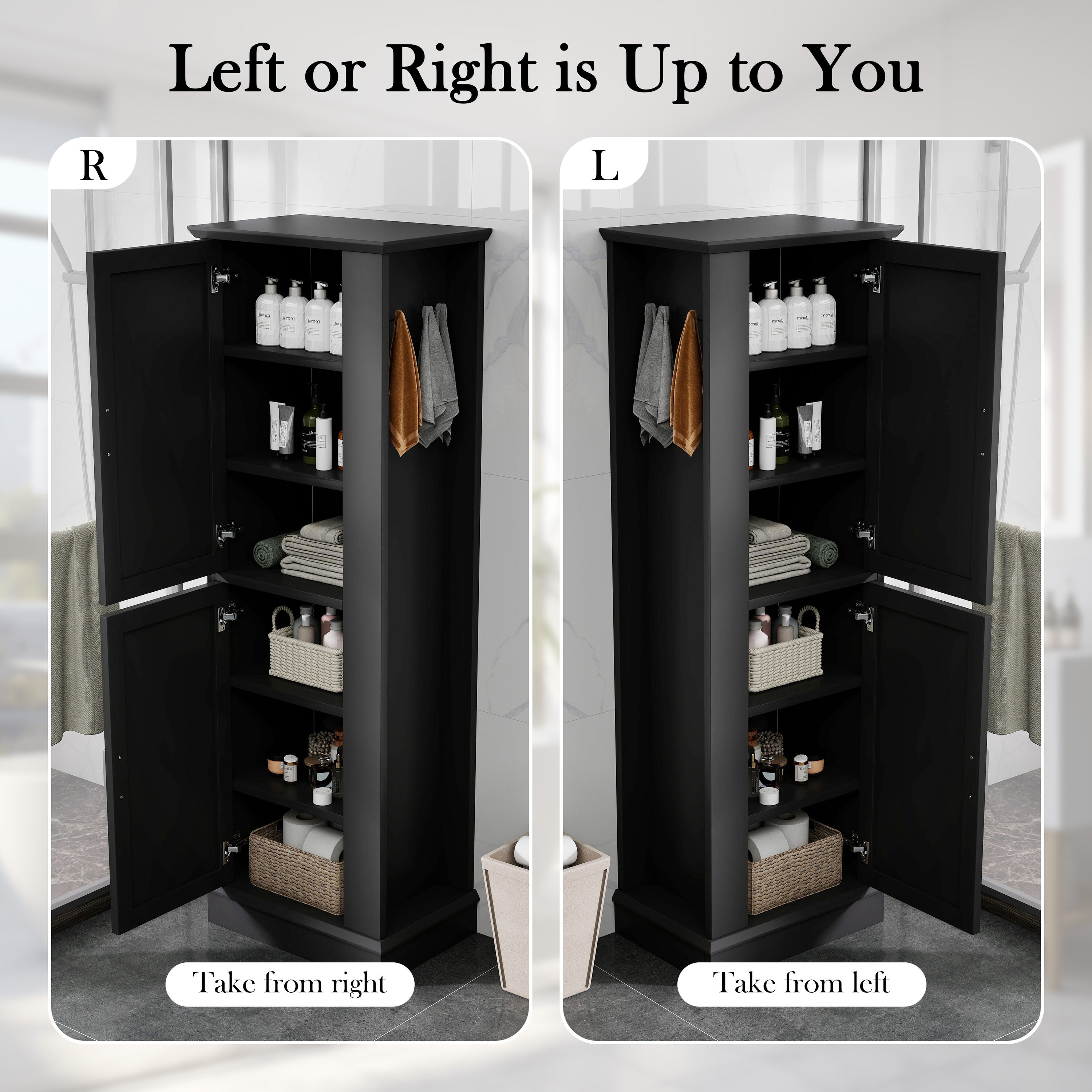 Hrinhom BA05-BLACK Linen-Cabinets - View #10