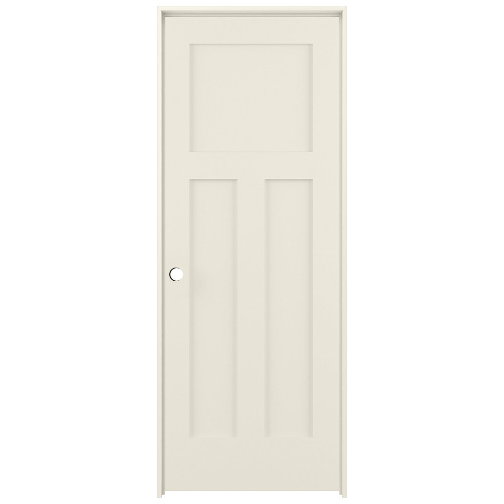 RELIABILT LO1369529 32-in x 80-in Moonglow Solid core 3-panel craftsman Right hand Smooth Prefinished Pine Wood Flat Jamb Single Prehung Interior Door