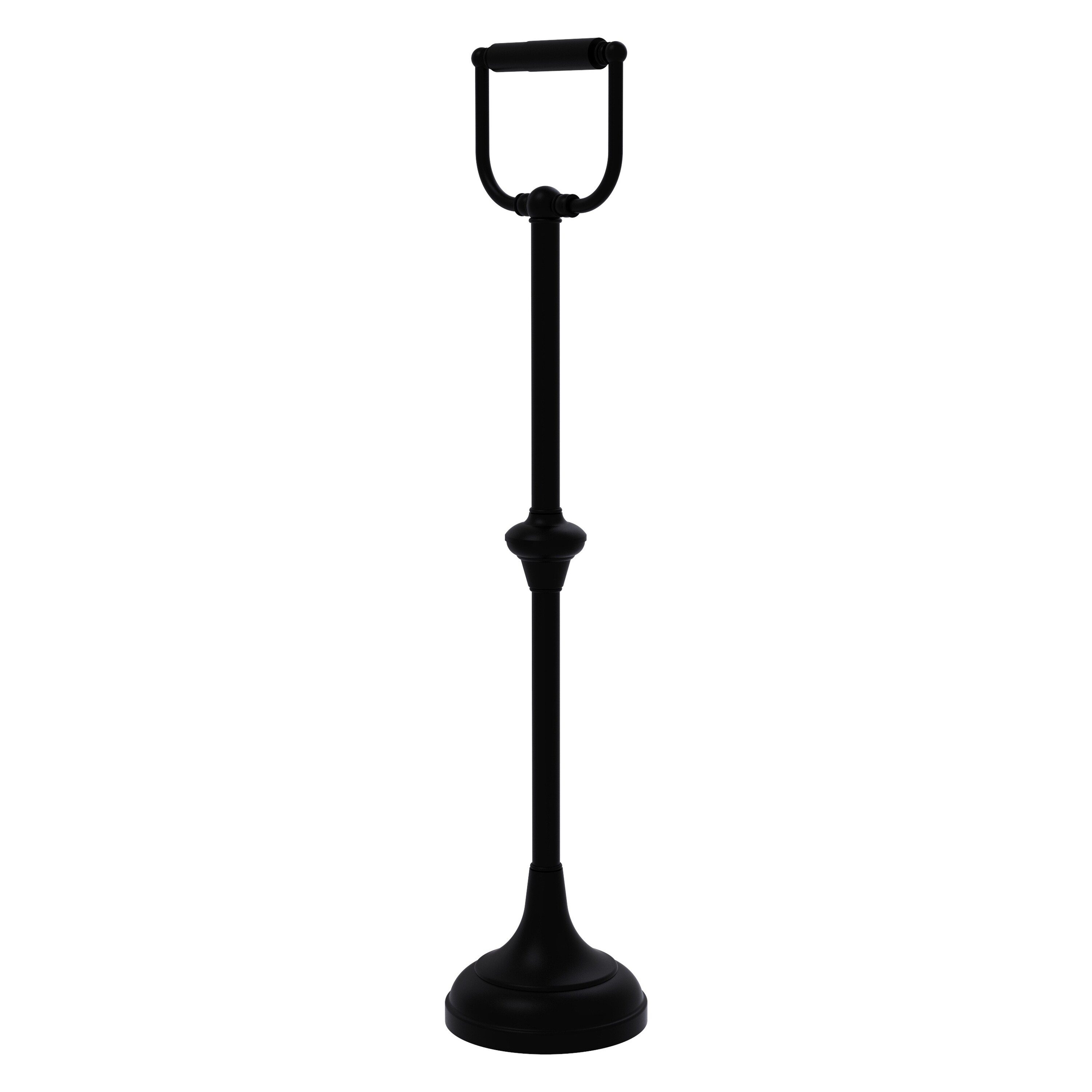Allied Brass TS-24C-BKM Matte Black Freestanding Double post Toilet Paper Holder 1 -Rolls with Storage