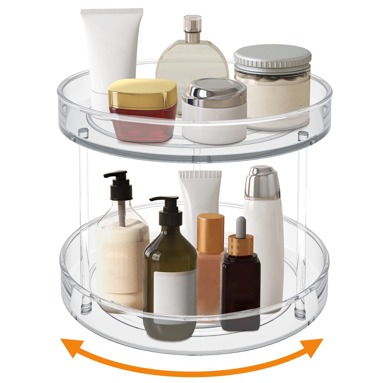 KIWDZFU  2 Tier Lazy Susan Turntable Spice Rack Organizer for Kitchen Cabinet Tabletop Storage Non Skid Surface for Pantry Bathroom Fruit Snacks