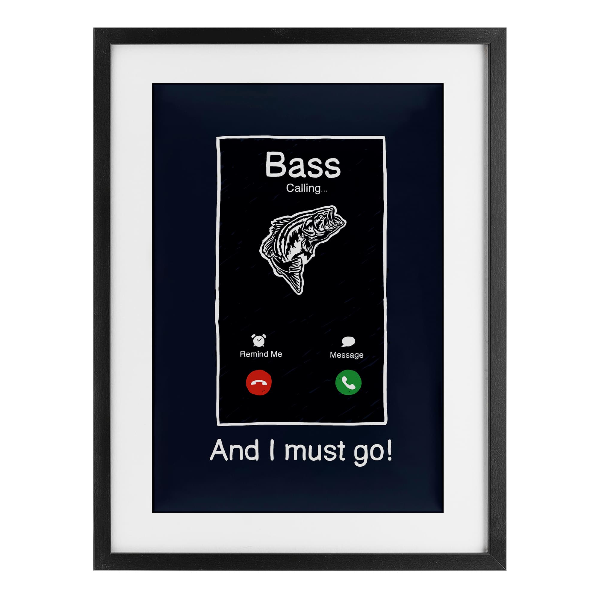 Stupell Industries Bass Is Calling Must Go Framed Print Under Glass 14 x 20