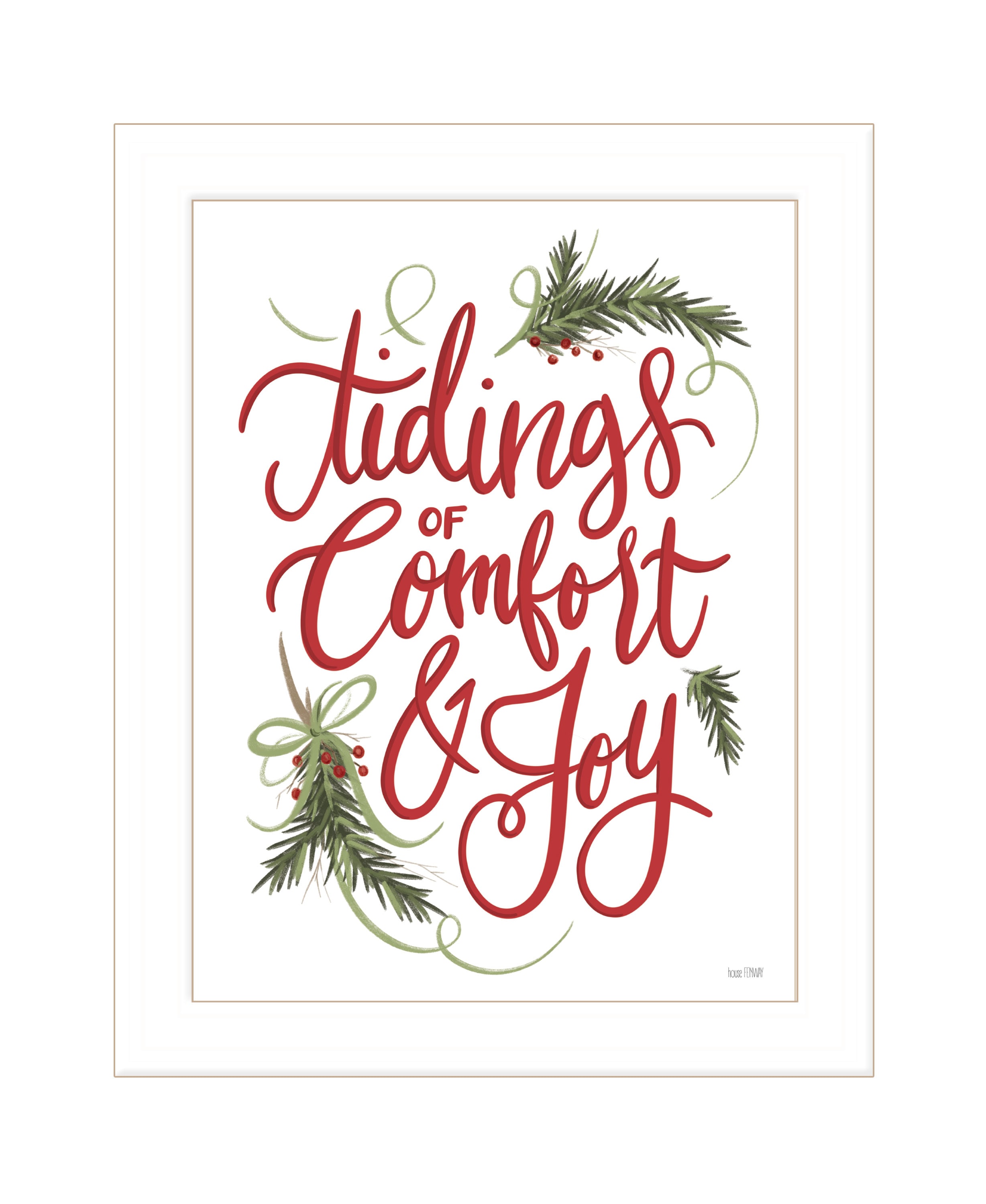 Trendy Decor 4U  FEN540226 Tidings of Comfort and Joy Wall Art By House Fenway  Modern Christmas 19 H x 15 W