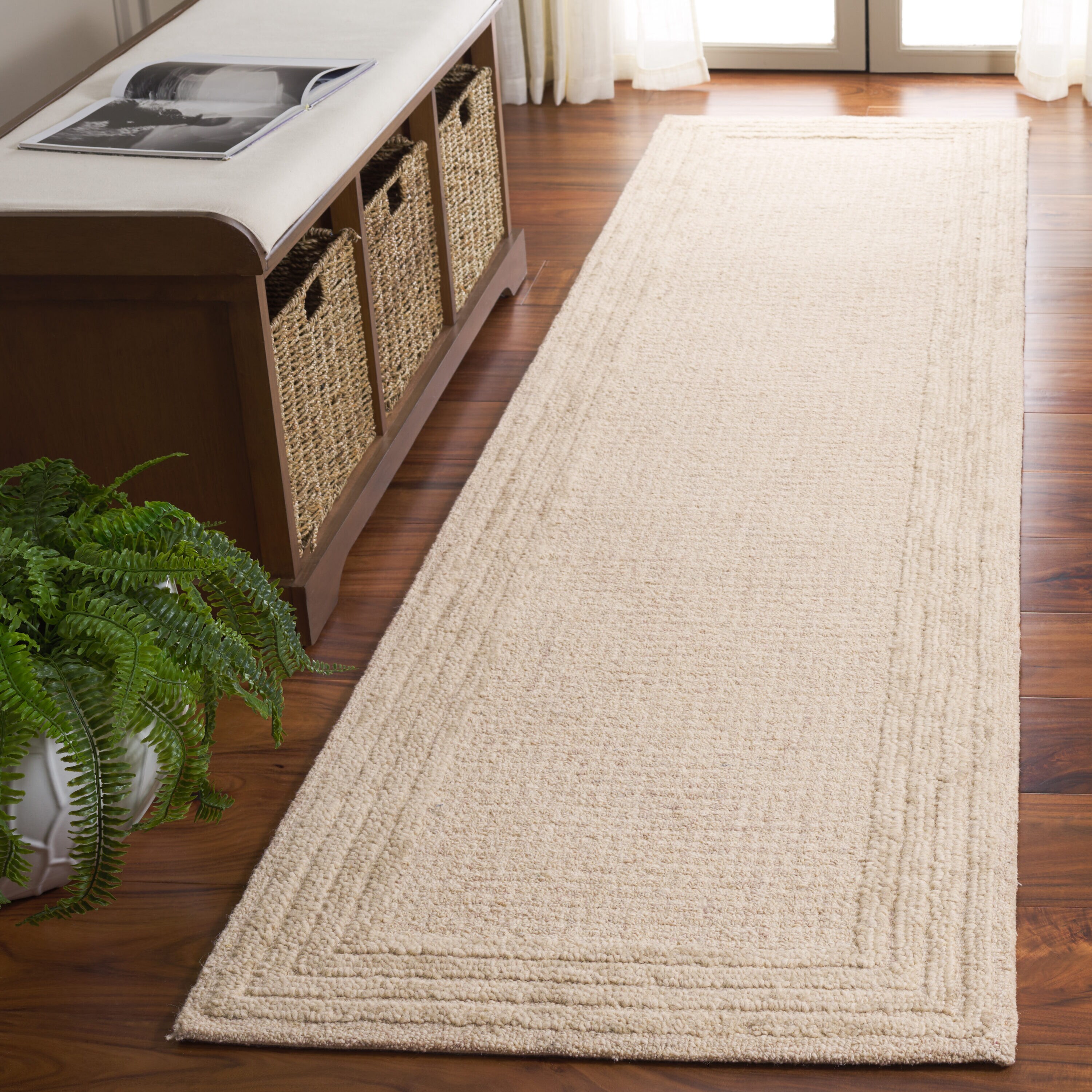  Ebony 425 Ivory/Beige Solid / Tonal 2ft-3in x 11ft Runner Rug