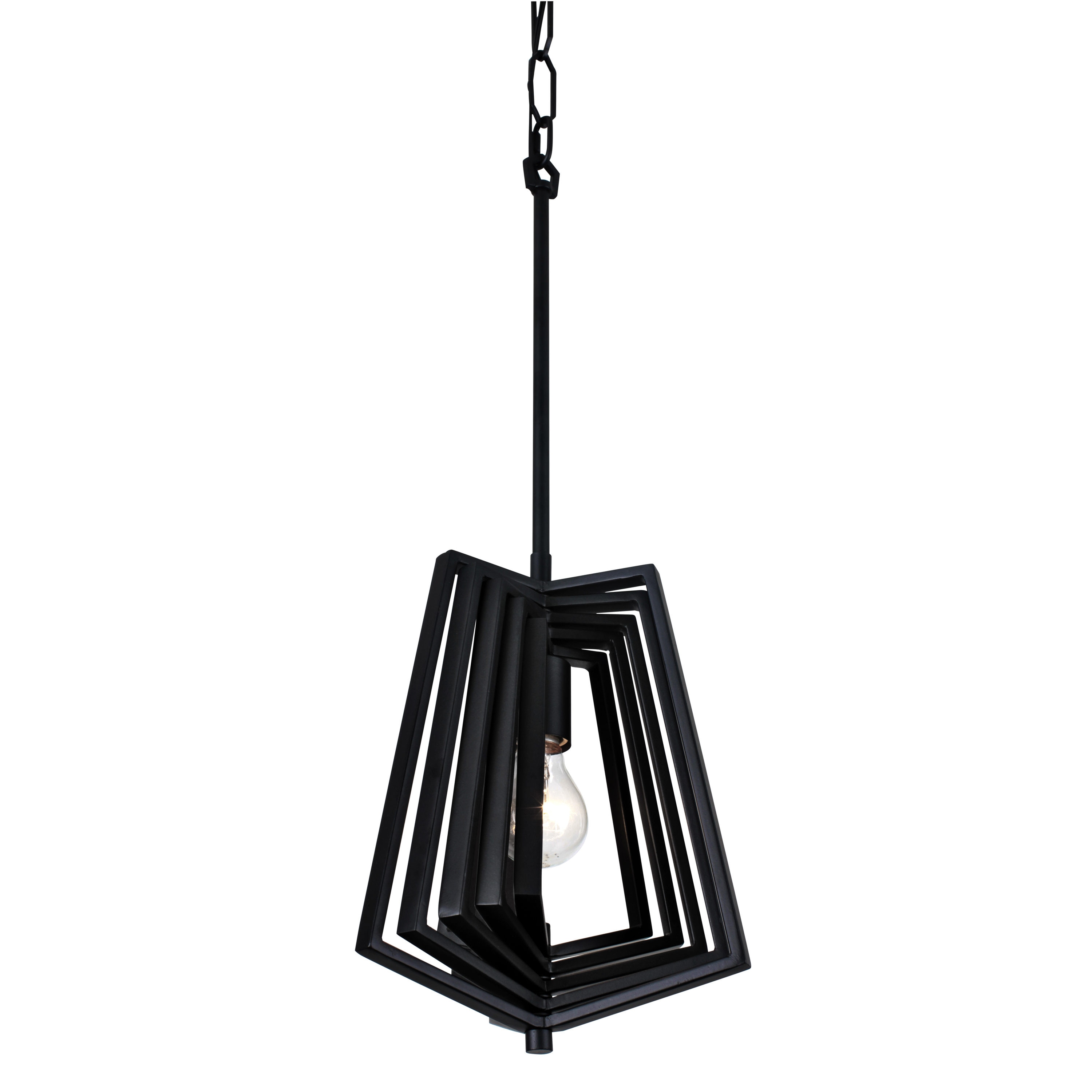 Gymnast Adjustable Triple-Arm Black Glass Art Deco Pendant