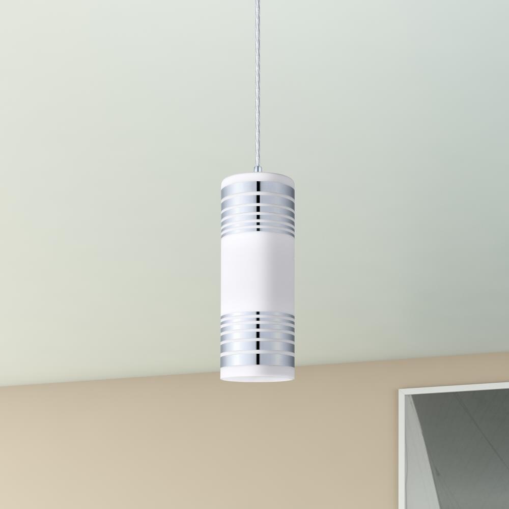 Eglo Bayman Chrome Moderncontemporary White Glass Cylinder Mini Hanging Pendant Light In The 7487