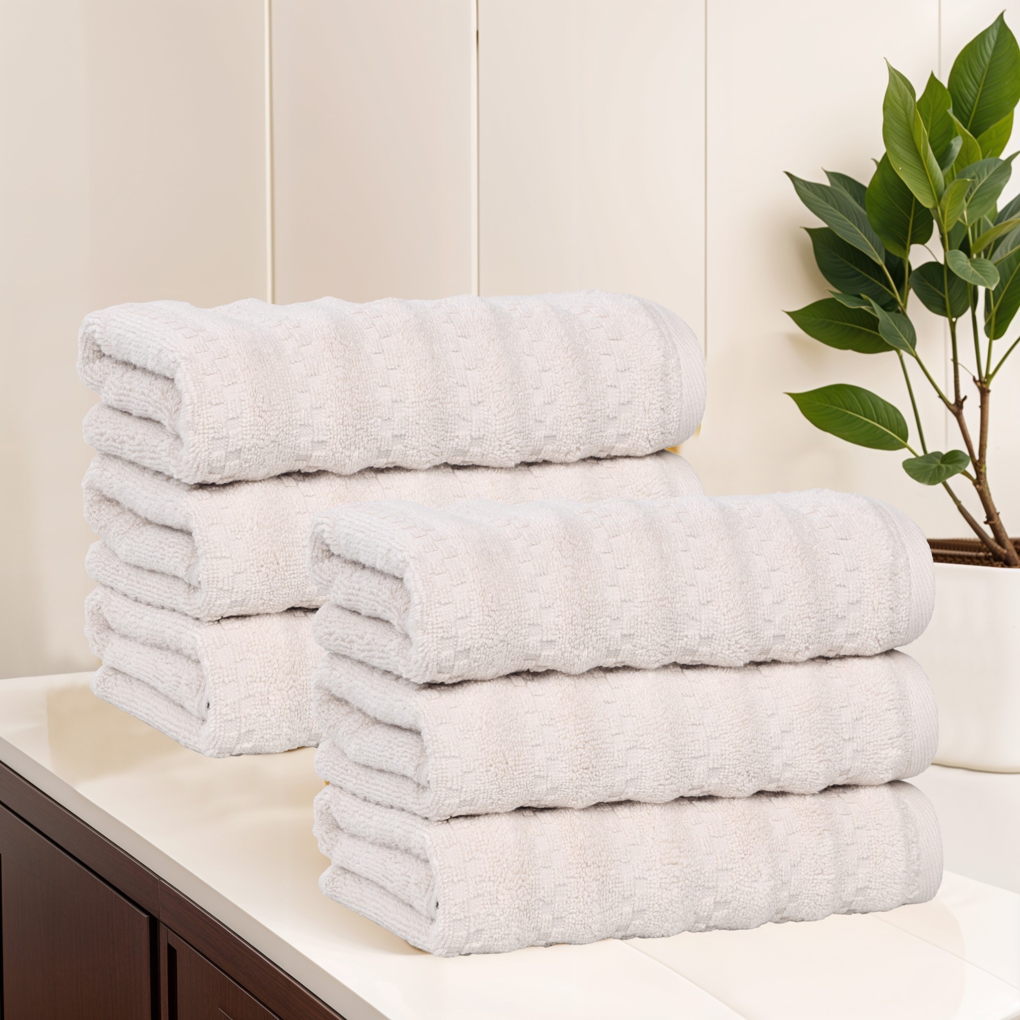 Superior Zuma Zero Twist Cotton Medium Weight Absorbent Hand Towels, Set of 6