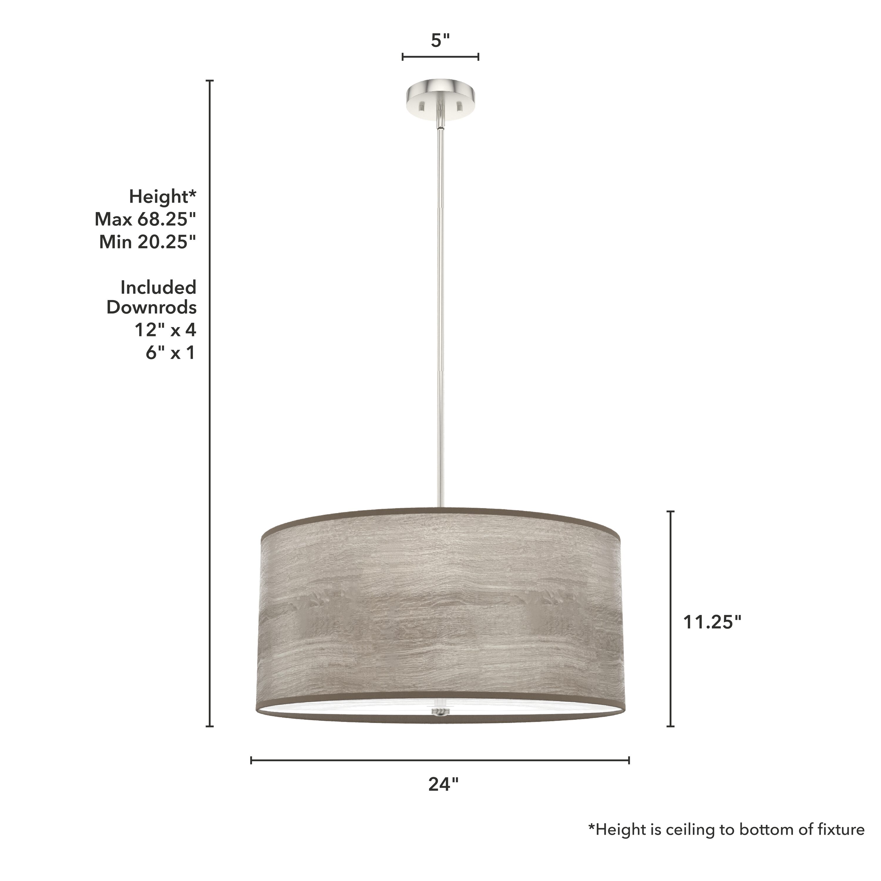 Solhaven 24'' Light Gray Oak & Brushed Nickel Modern Pendant Light