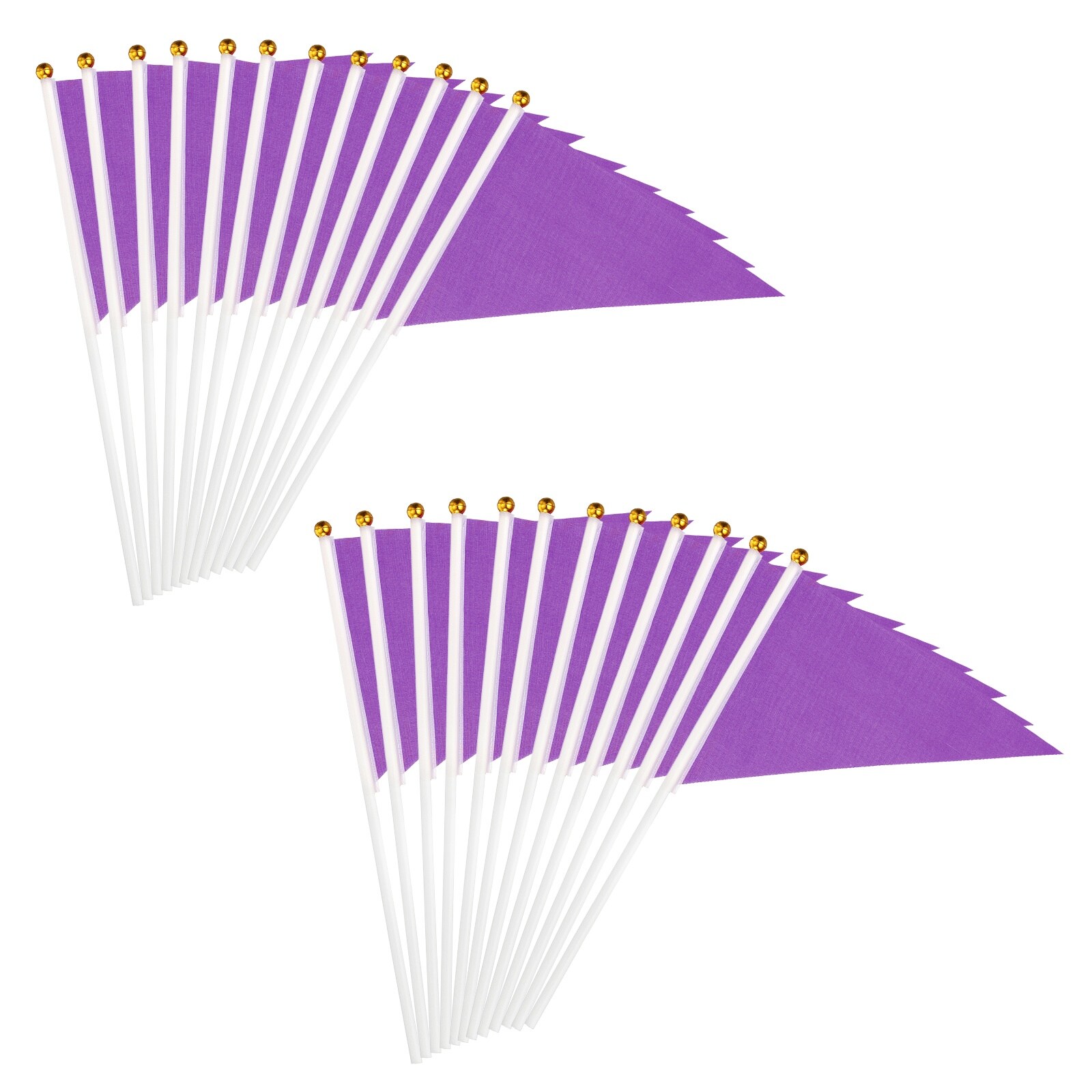 PATIKIL - 25pcs 8 x 3-Inch Mini Pennant Flags Small Handheld Blank Solid Flag on Stick for DIY Gr...