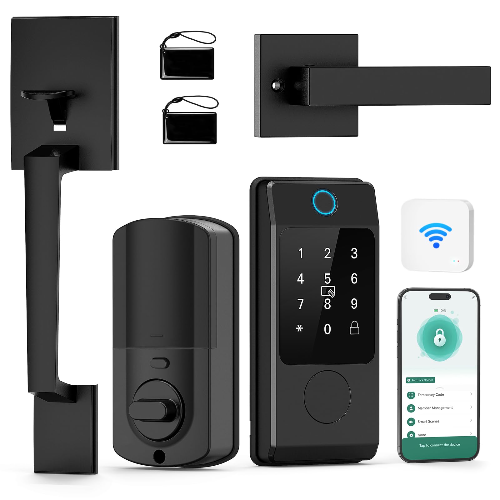 Anqtovp WiFi Front Door Lock Set with Fingerprint Keyless Entry Smart ...
