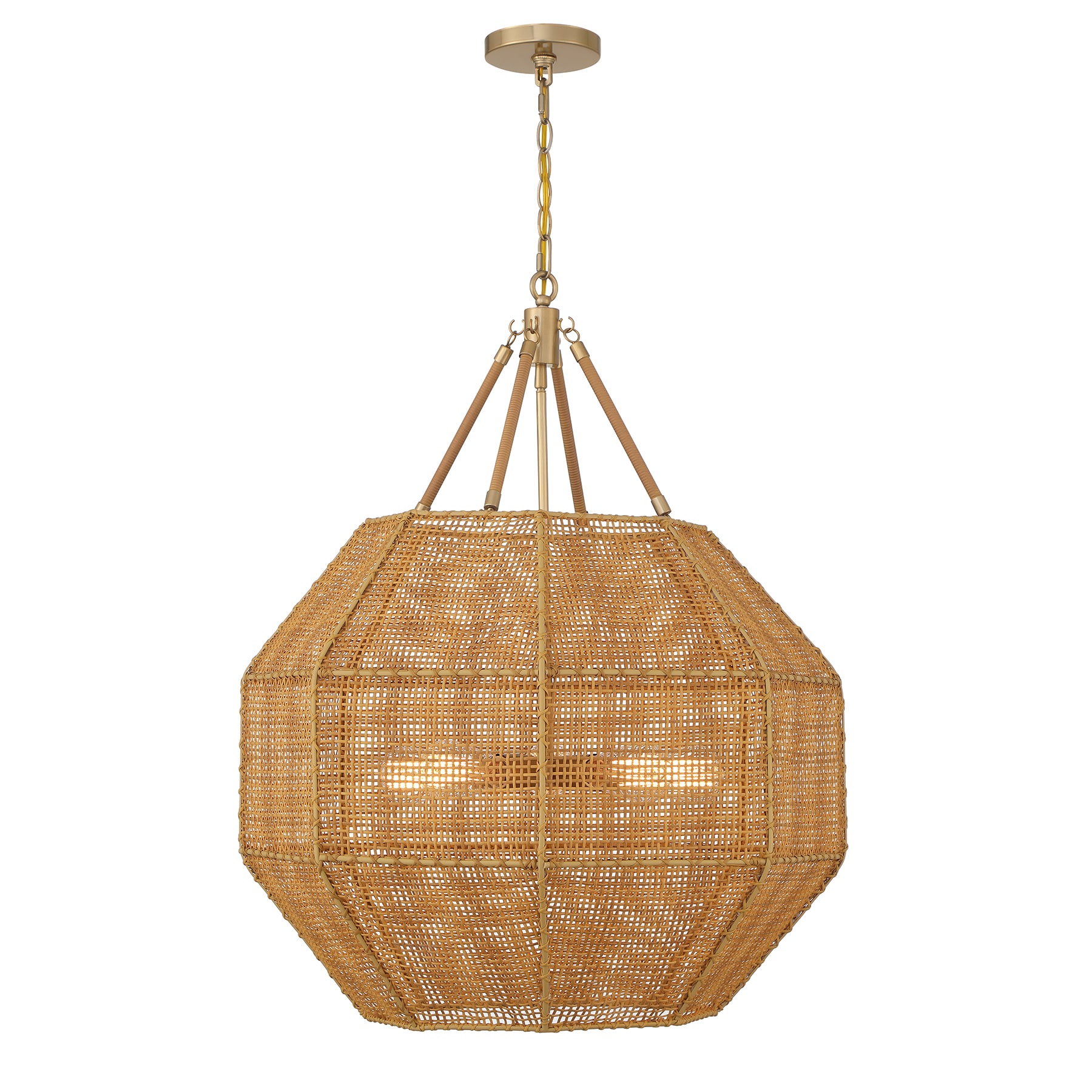 Savoy House 7-5106-5-177 Selby 5-Light Pendant in Burnished Brass and Rattan 5 -Light Burnished Brass and Rattan Bohemian/global Art glass Globe Large Hanging Pendant light