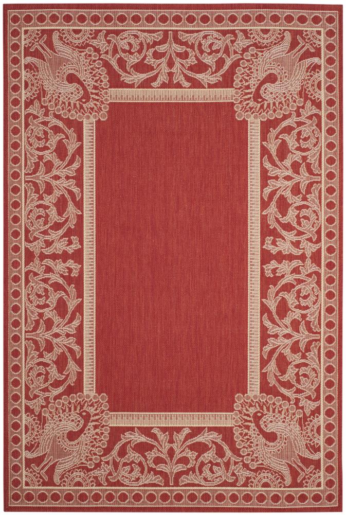 Safavieh CY2965-3707-6 Courtyard Abaco 7 x 10 (ft) Loomed Polypropylene Red/Natural Rectangular Indoor/Outdoor Border Area rug