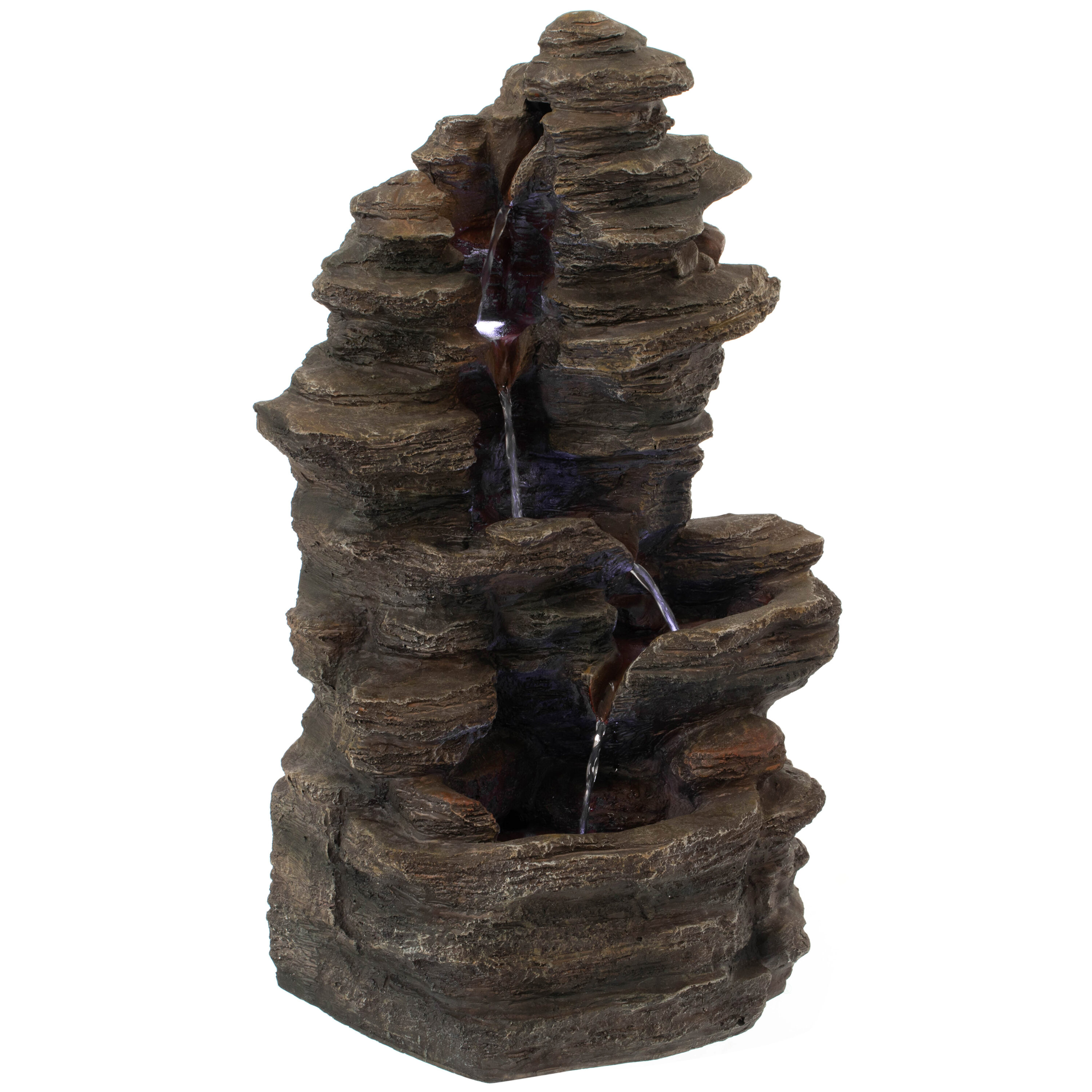 Gardenised QI004633 25-in H Resin Rock Waterfall Outdoor Fountain