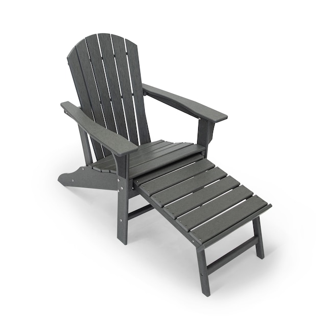 LuXeo Hampton Footrest Gray Plastic Frame Stationary Adirondack Chair(s ...